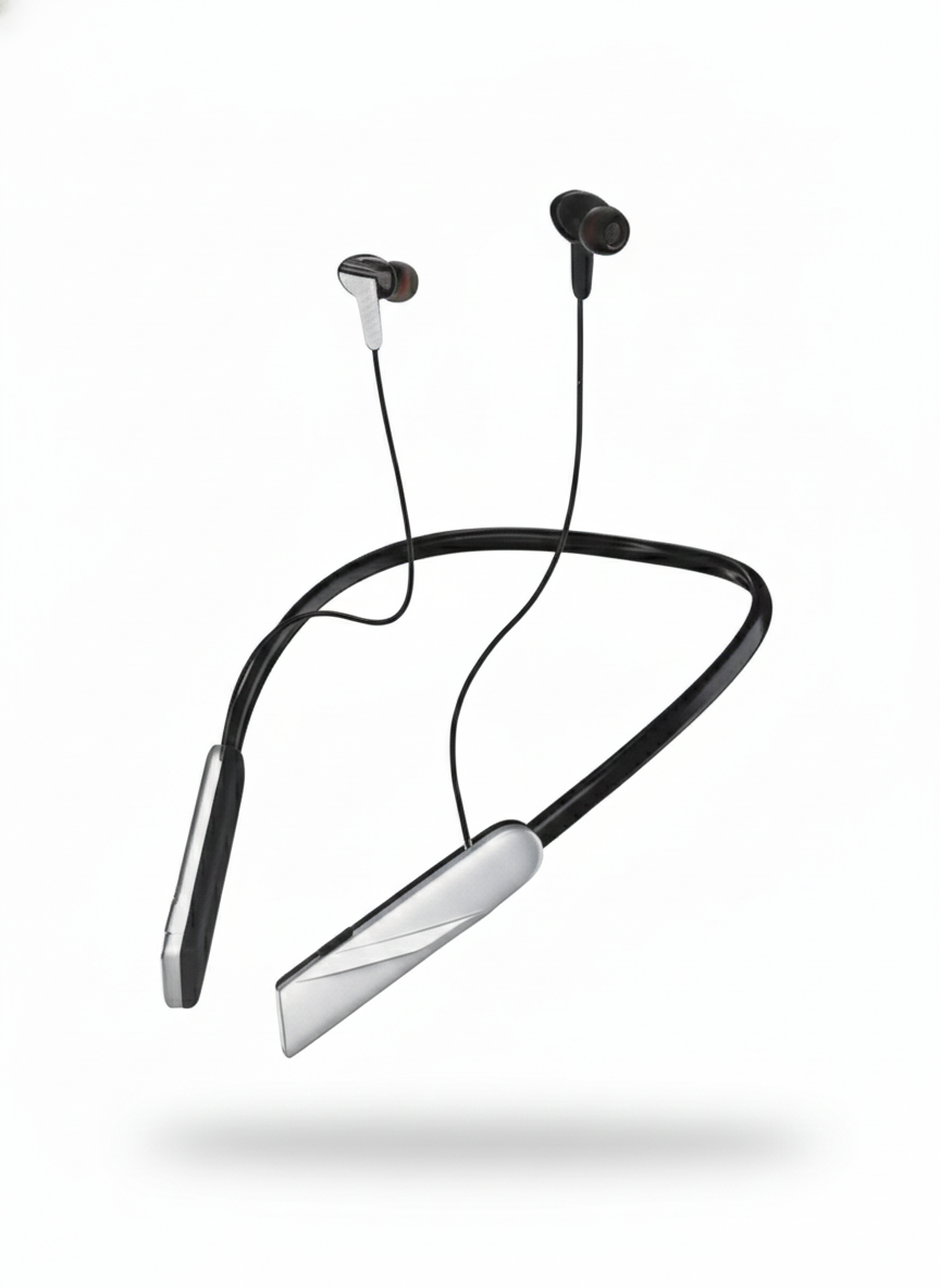 Wireless Neckband Headset - Dual Drivers Technology with Hi-Fi Audio and Up to 500 Hours Standby Time. سماعات أذن لاسلكية حول الرقبة -  ووقت استعداد يصل إلى 500 ساعة.