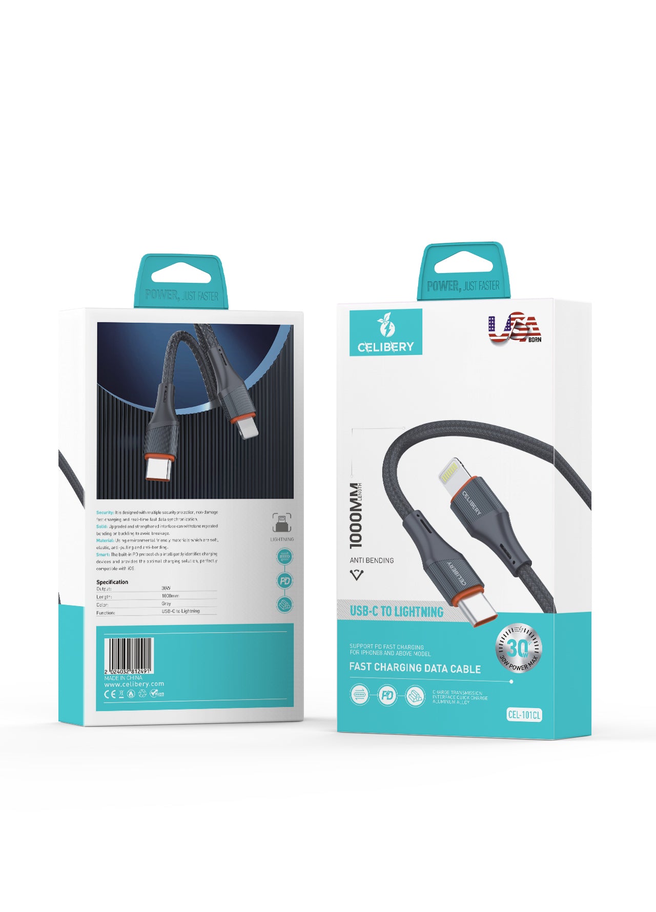 وصلة نقل بيانات وشحن من نوع USB-C TO LIGHTNING  Celibery طراز CEL-101CL Celibery CEL-101CL USB-C TO LIGHTNING Data and Charging Cable