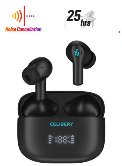 CEL-99A سماعات بلوتوث، مشغلات 10 مم مع سماعات أذن لاسلكية  ميكروفون لمكالمات أسود Bluetooth Headphones, 10mm Drivers with Wireless Earbuds Microphone for Calls Black