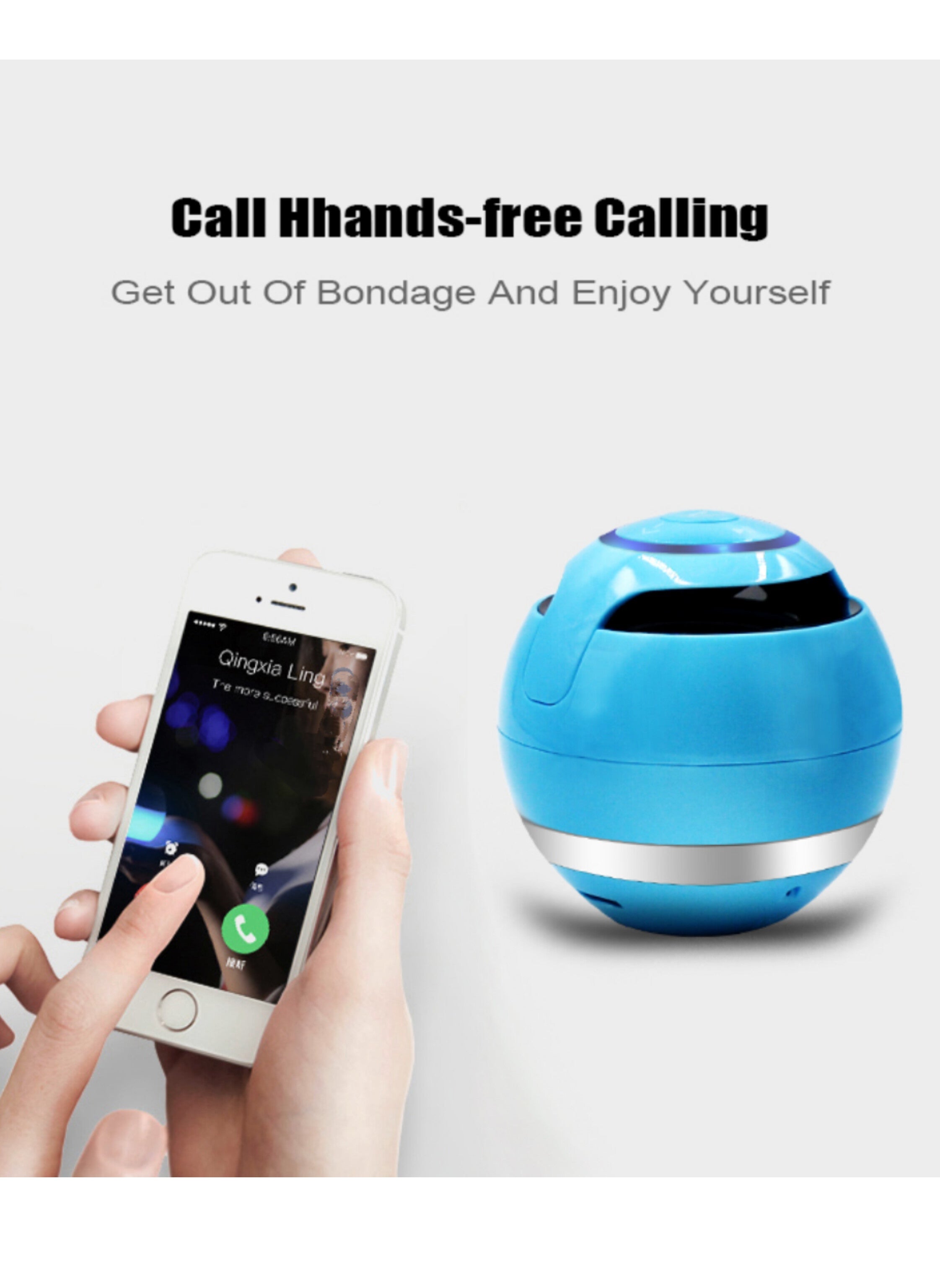 مكبر صوت شكل كرة  بلوتوث محمول متعدد الوظائف لون ازرق   Multifunctional Portable Bluetooth Ball Speaker, blue