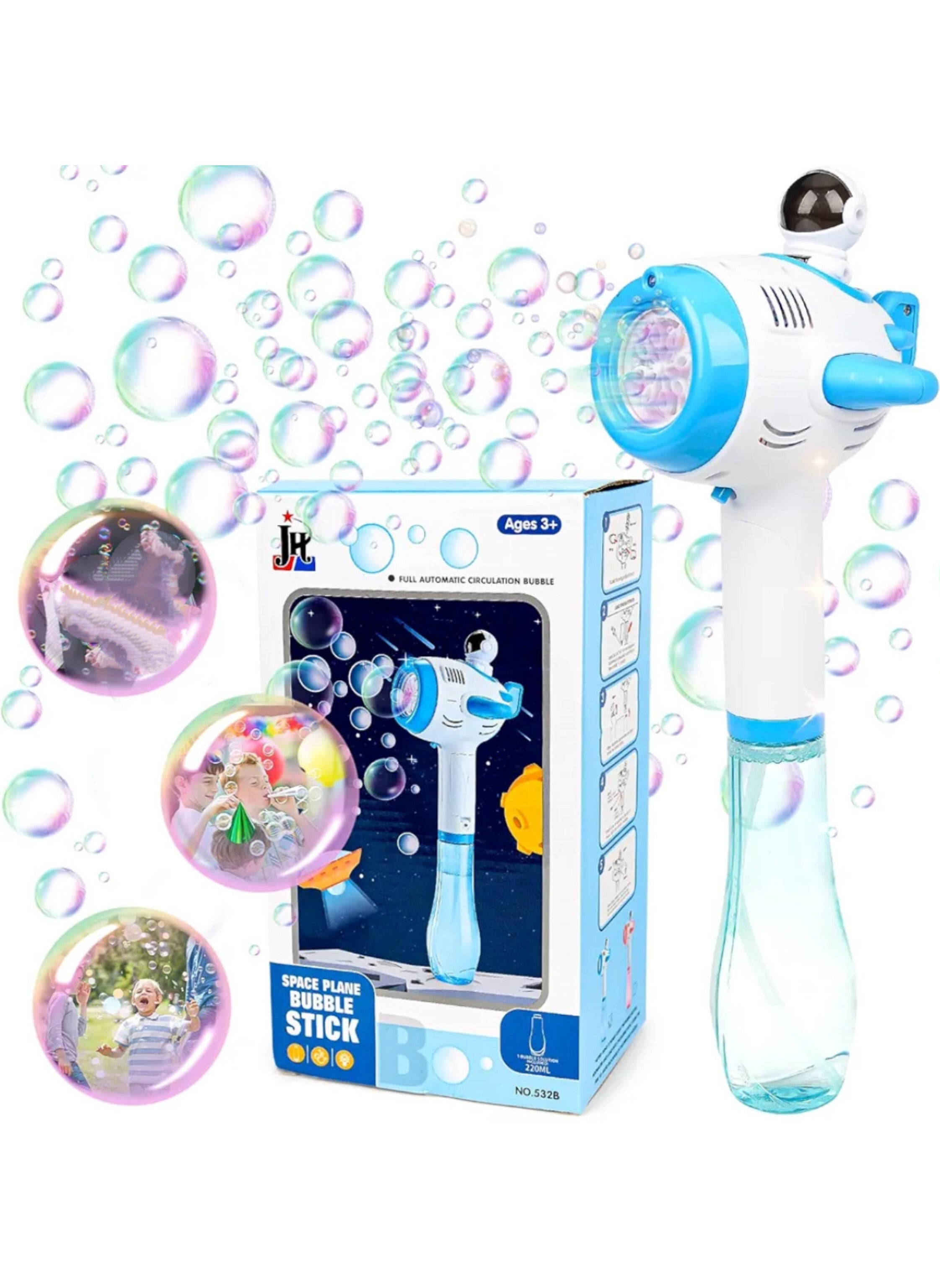 آلة فقاعات الأطفال الأوتوماتيكية بتصميم رائد الفضاء المضيئة والموسيقية Automatic Astronaut Bubble Machine for Kids with Lights and Music