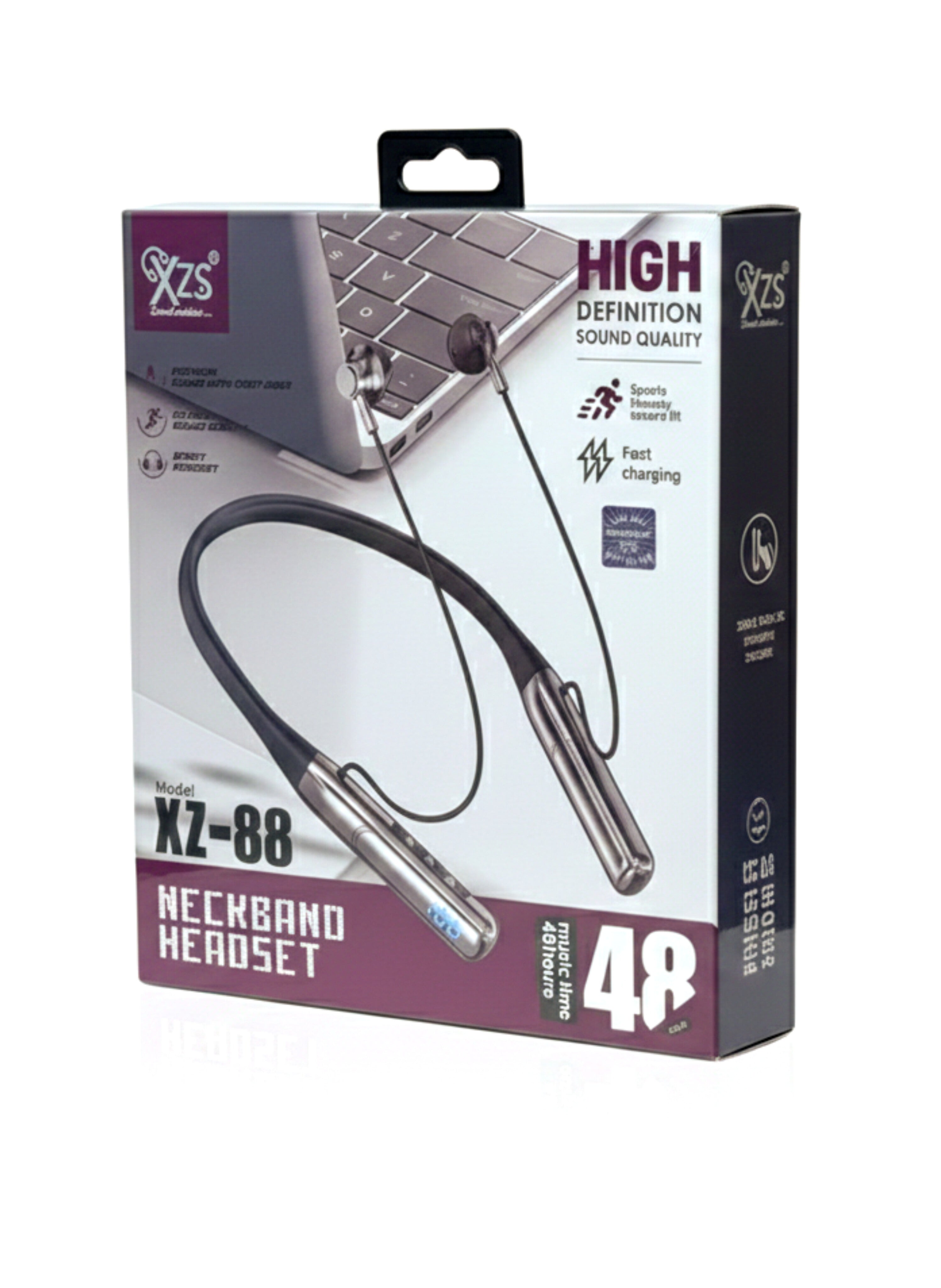 سماعات أذن لاسلكية حول الرقبة - جودة صوت فائقة الوضوح مع خاصية الشحن السريع ووقت تشغيل للموسيقى يصل إلى 48 ساعة. Wireless Neckband Headset - High Definition Sound Quality with Fast Charging and Up to 48 Hours Music Playtime.