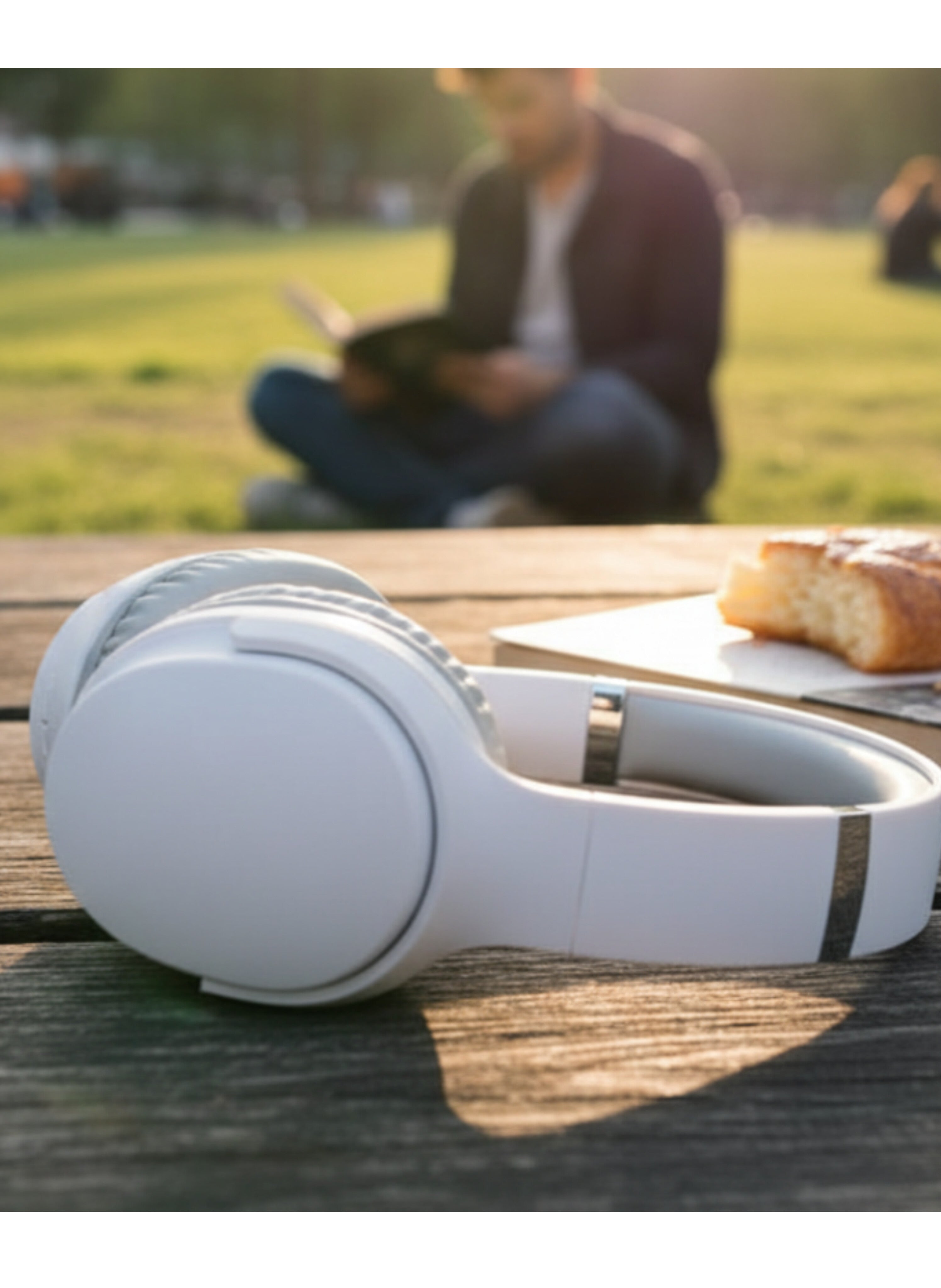 سماعات رأس لاسلكية فوق الأذن  وبلوتوث - تصميم عصري قابل للطي للأطفال والبالغين بصوت عالي الجودة Light white Wireless Over-Ear Bluetooth Headphones - Modern Foldable Design for Kids and Adults with High-Quality Sound