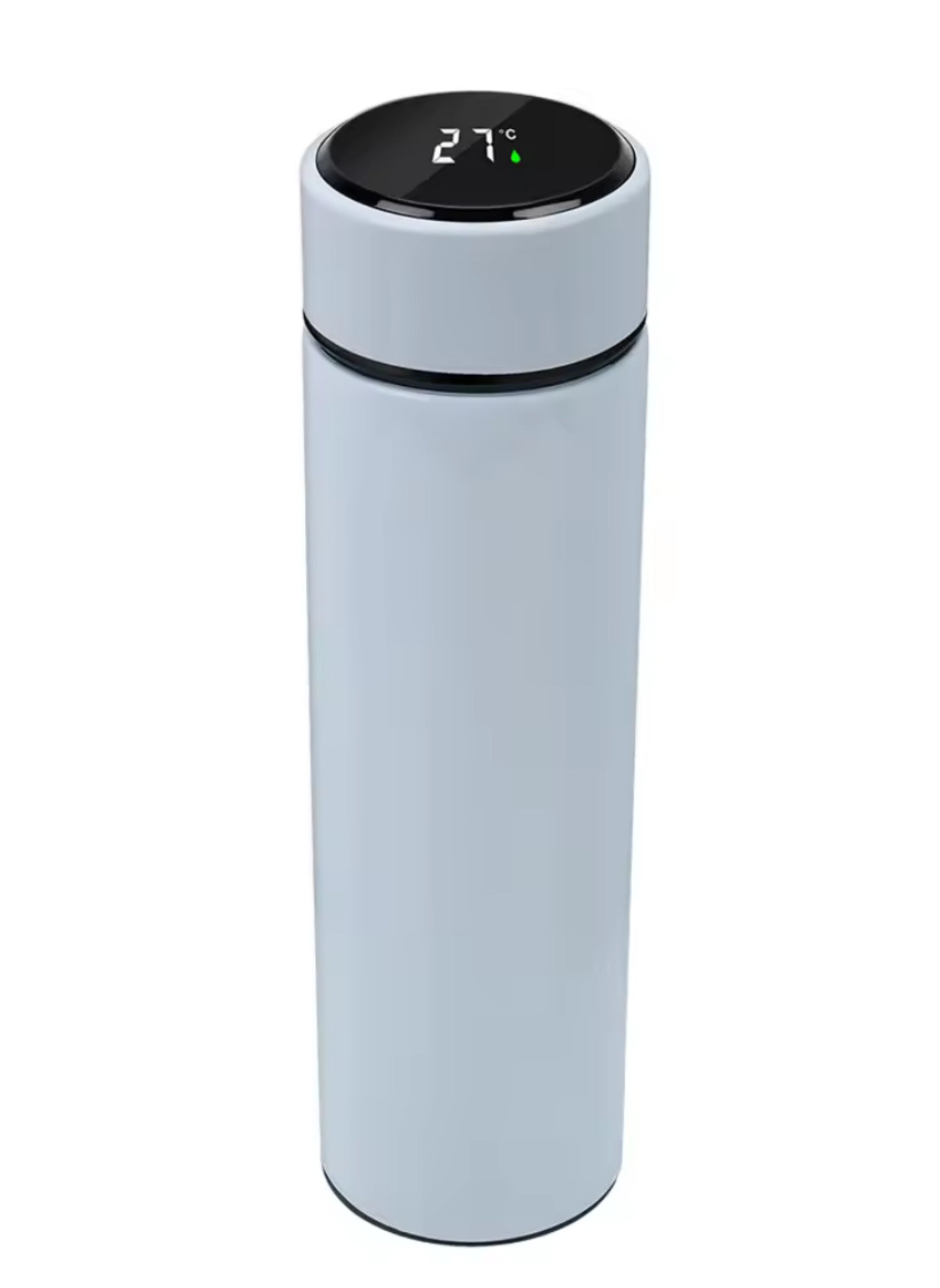 500ml Smart Water Bottle with LED Display Stainless Steel Thermostat for Hot and Cold Coffee and Tea for School, Home and Office white colourزجاجة مياه ذكية  500 مل بشاشة LED لعرض من الستانلس ستيل لمدة حراري للمدرسة والمنزل والمكتب لون ابيض