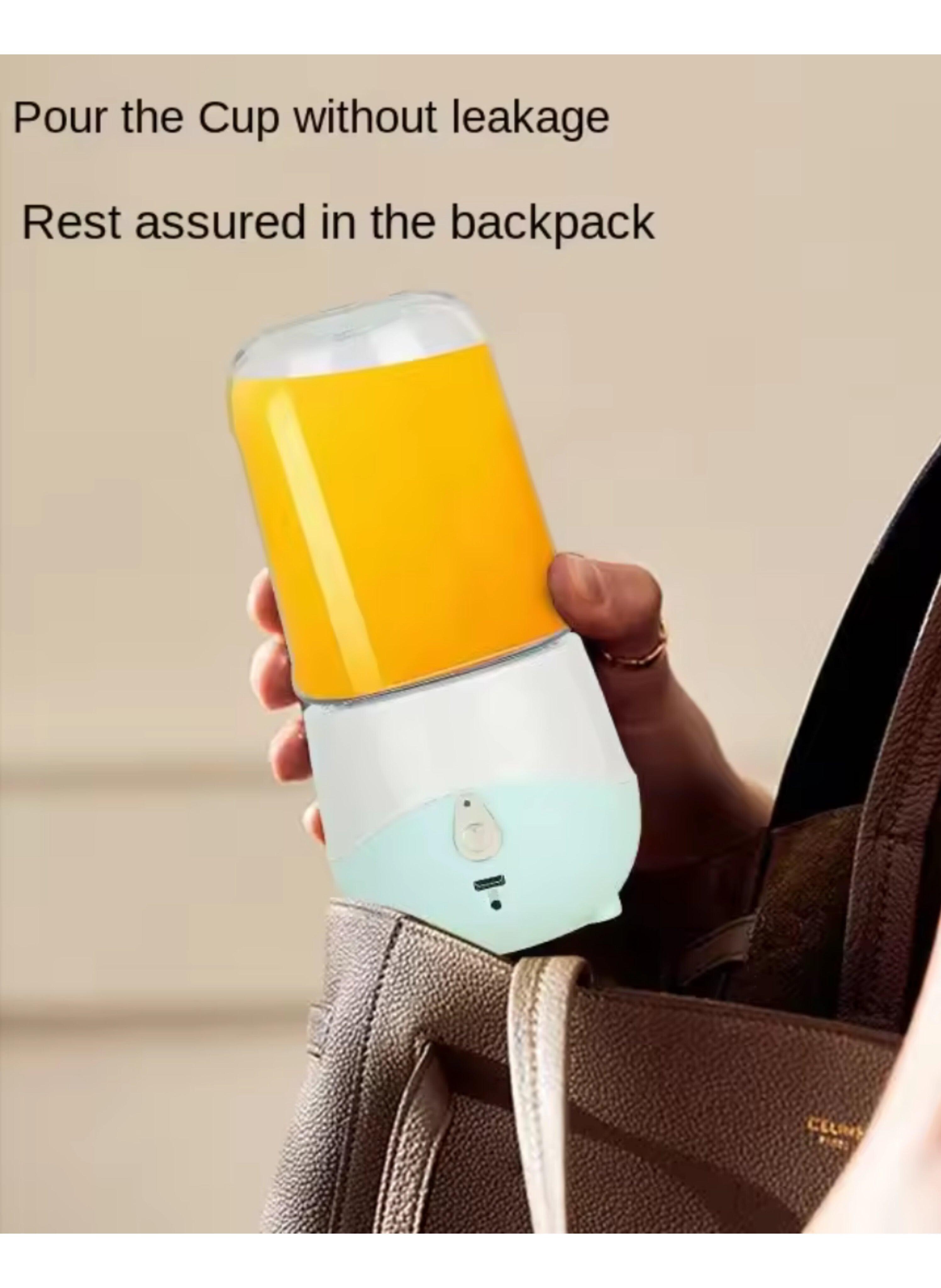 كوب عصارة كهربائي أزرق/أبيض محمول قابل للشحن - خلاط سموذي صغير الحجم بميزة التشغيل بضغطة زر واحدةBlue/White Portable Electric Juicer Cup - Rechargeable Mini Smoothie Blender with Convenient One-Click Start