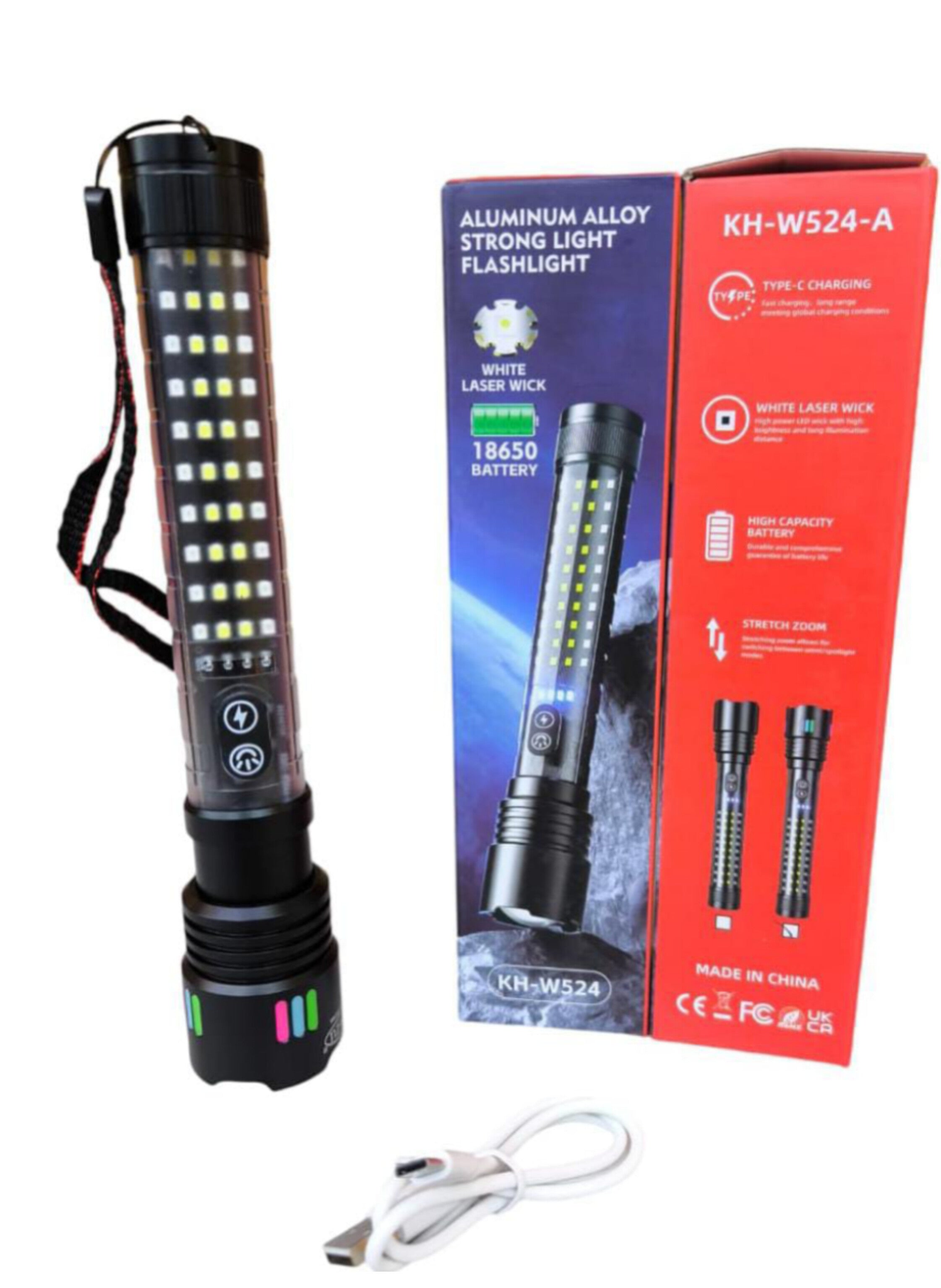 مصباح يدوي LED قابل لإعادة الشحن عالي الجودة مناسب للتخييم/المنزل High quality rechargeable LED flashlight suitable for camping/home