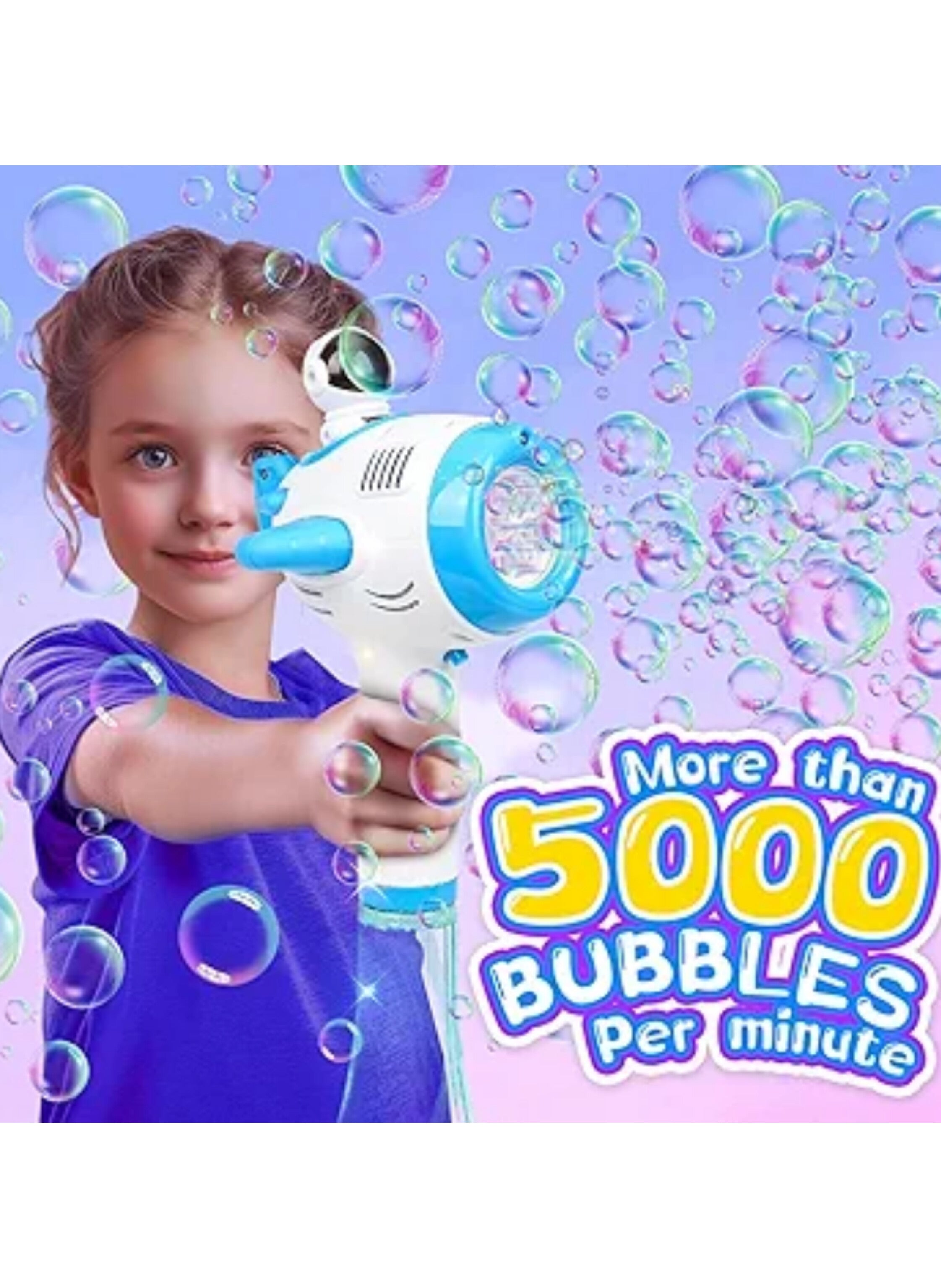 آلة فقاعات الأطفال الأوتوماتيكية بتصميم رائد الفضاء المضيئة والموسيقية Automatic Astronaut Bubble Machine for Kids with Lights and Music
