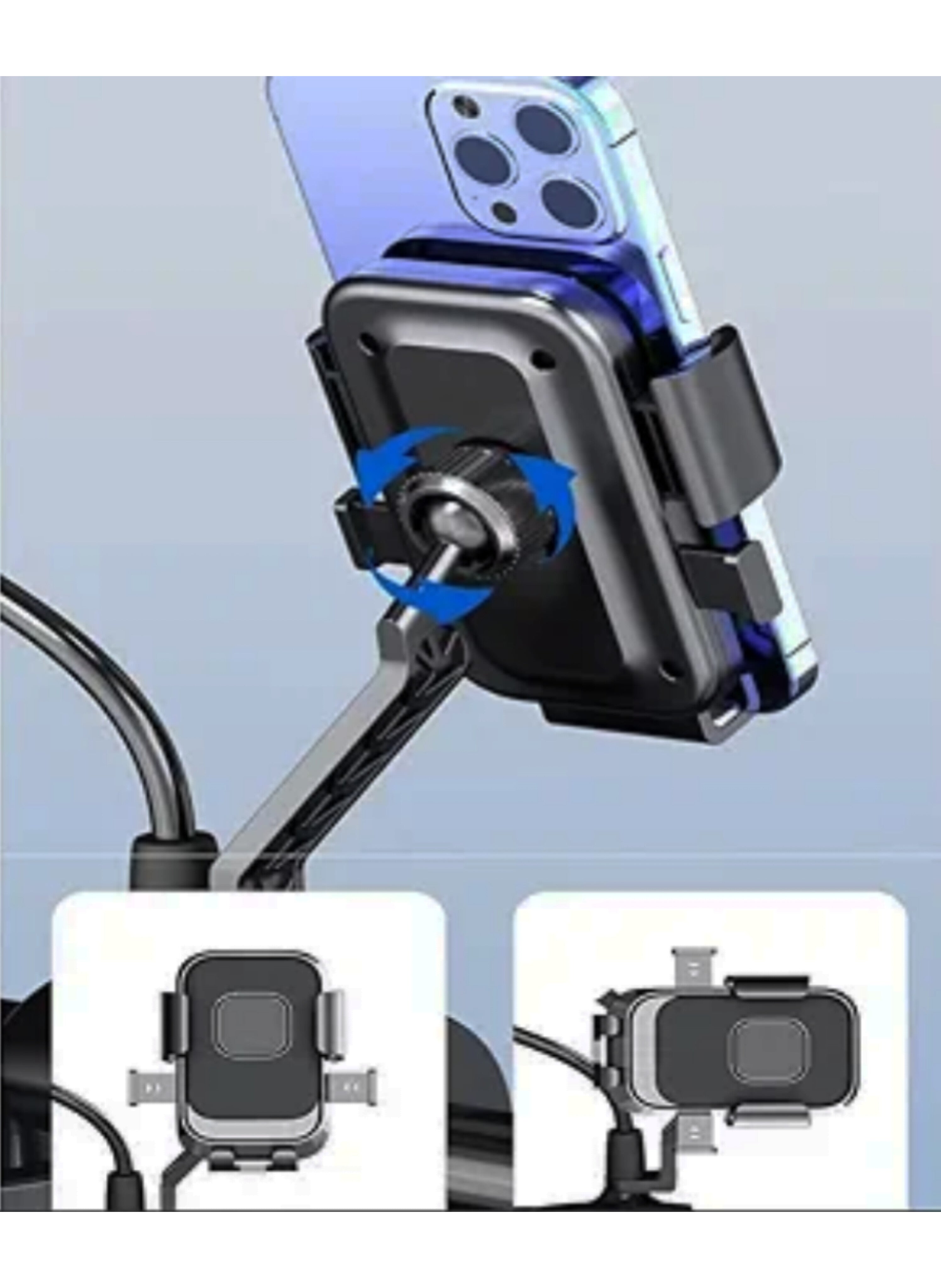 Versatile Mount for Bicycles, Motorcycles & Scooters (4-6 Inch Screens)حامل جوال للدراجات بقفل بضغطة زر - أمان فائق وثبات عالي (شاشات 4-6 بوصة)