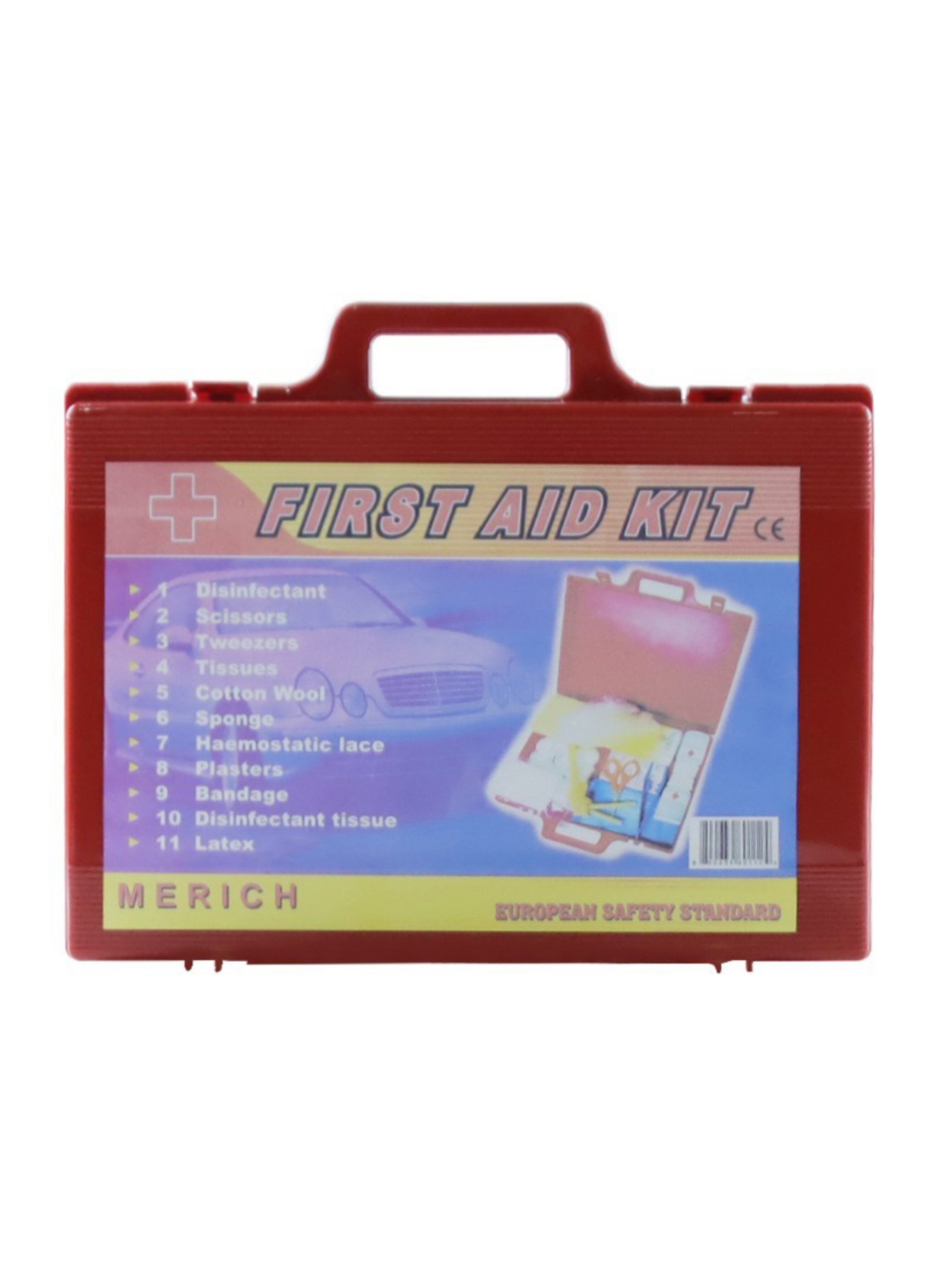 حقيبة إسعافات أولية شاملة للسفر والسيارة والمنزل 20 قطعة، علبة حمراء محمولة مع لوازم طبية أساسية، للطوارئ والإصابات الطفيفة. Comprehensive 20-Piece First Aid Kit for Travel, Car, and Home Use – Portable Hard Red Case with Essential Medical Supplies