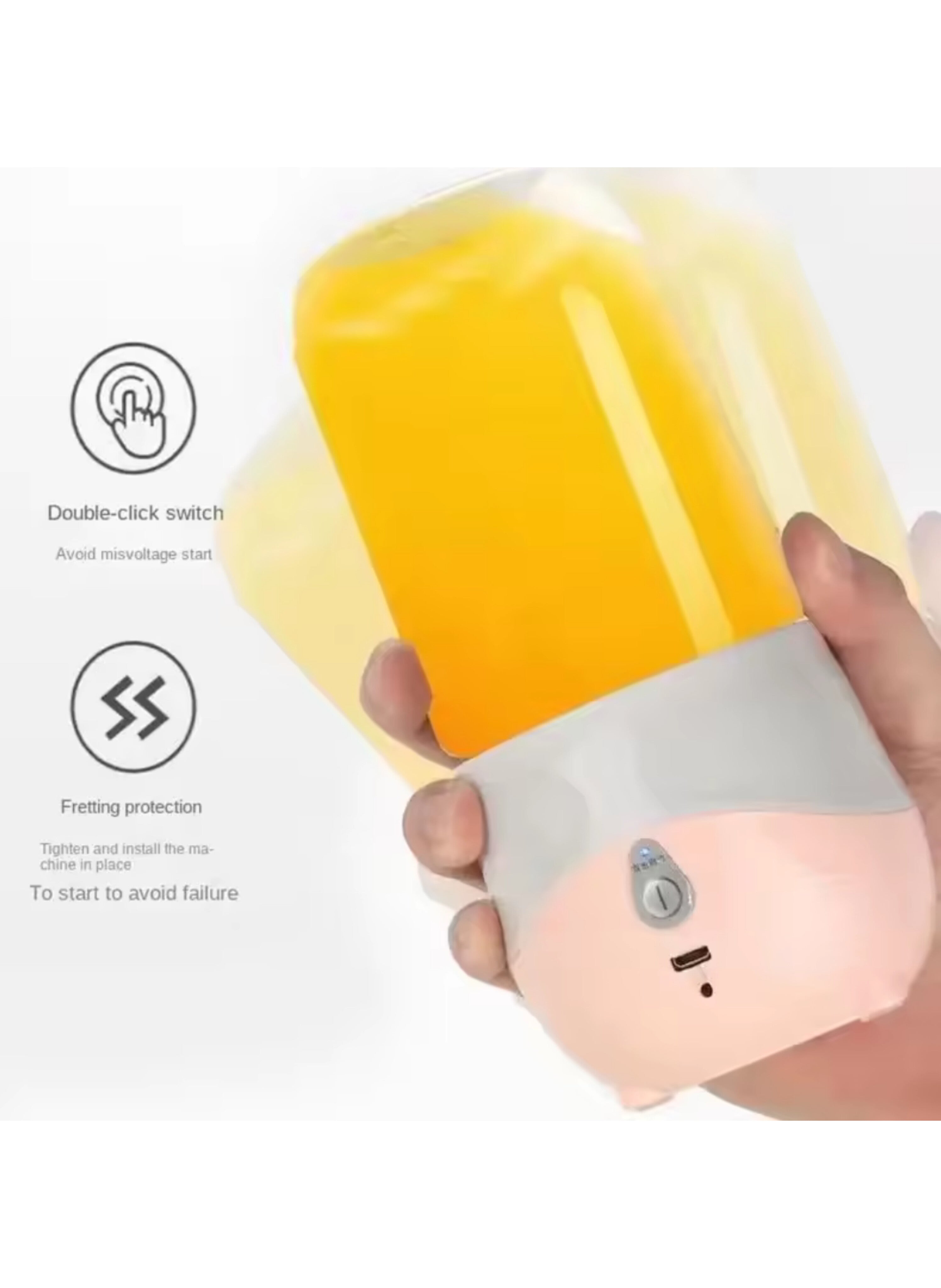 كوب عصارة كهربائي وردي/أبيض محمول وقابل للشحن - خلاط شخصي صغير 300 مل بميزة التشغيل السريع Pink/White Portable Electric Juicer Cup - Rechargeable Small 300ml Personal Blender with Quick Start Feature