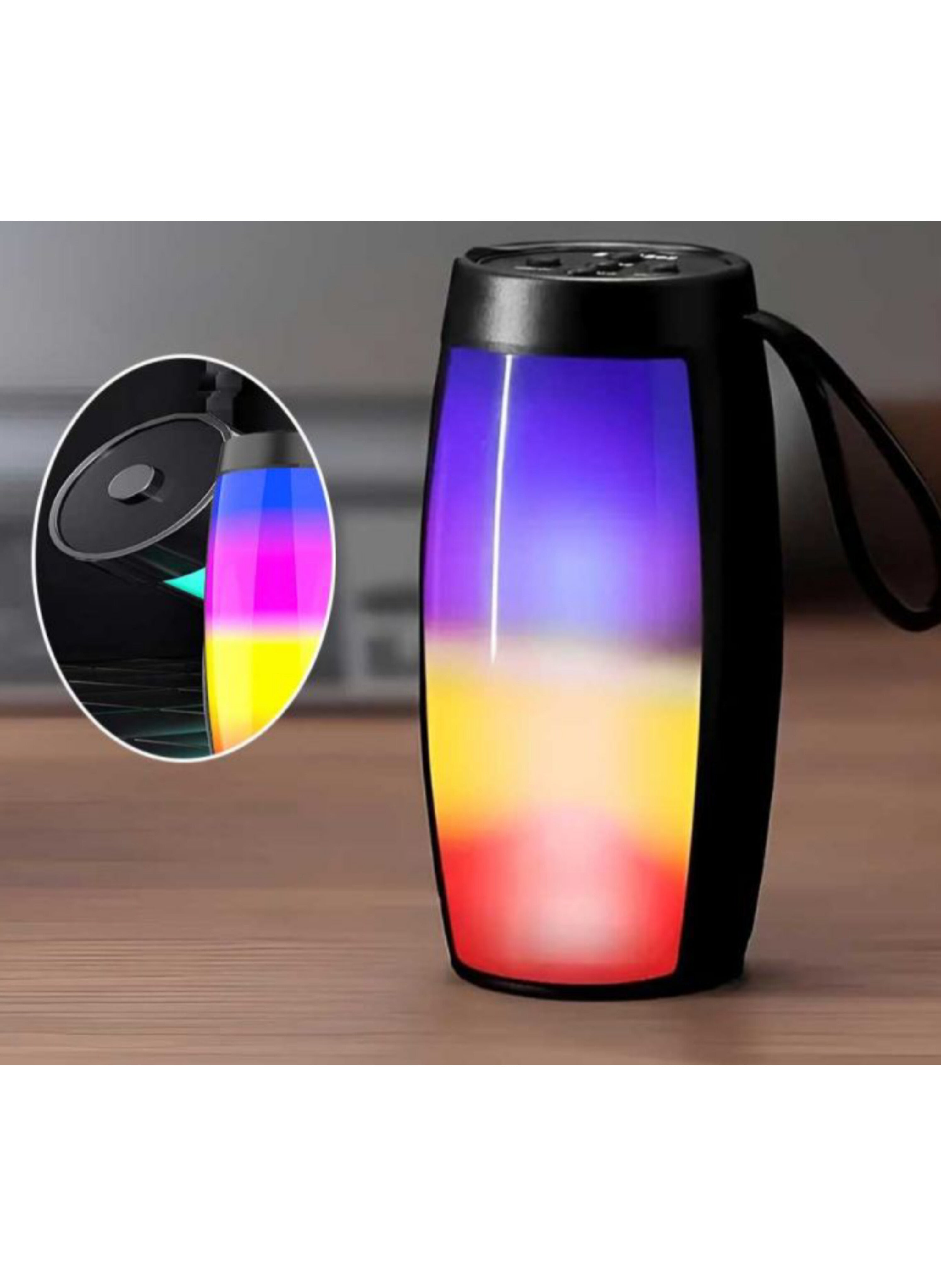 مكبر صوت بلوتوث محمول لاسلكي عالي الجودة مع إضاءة LED ملونة وبطارية تدوم طويلاً - مثالي للحفلات والتنقل Premium Wireless Portable Bluetooth Speaker with Dynamic LED Lighting and Long-Lasting Battery - Ideal for Parties and On-the-Go Use
