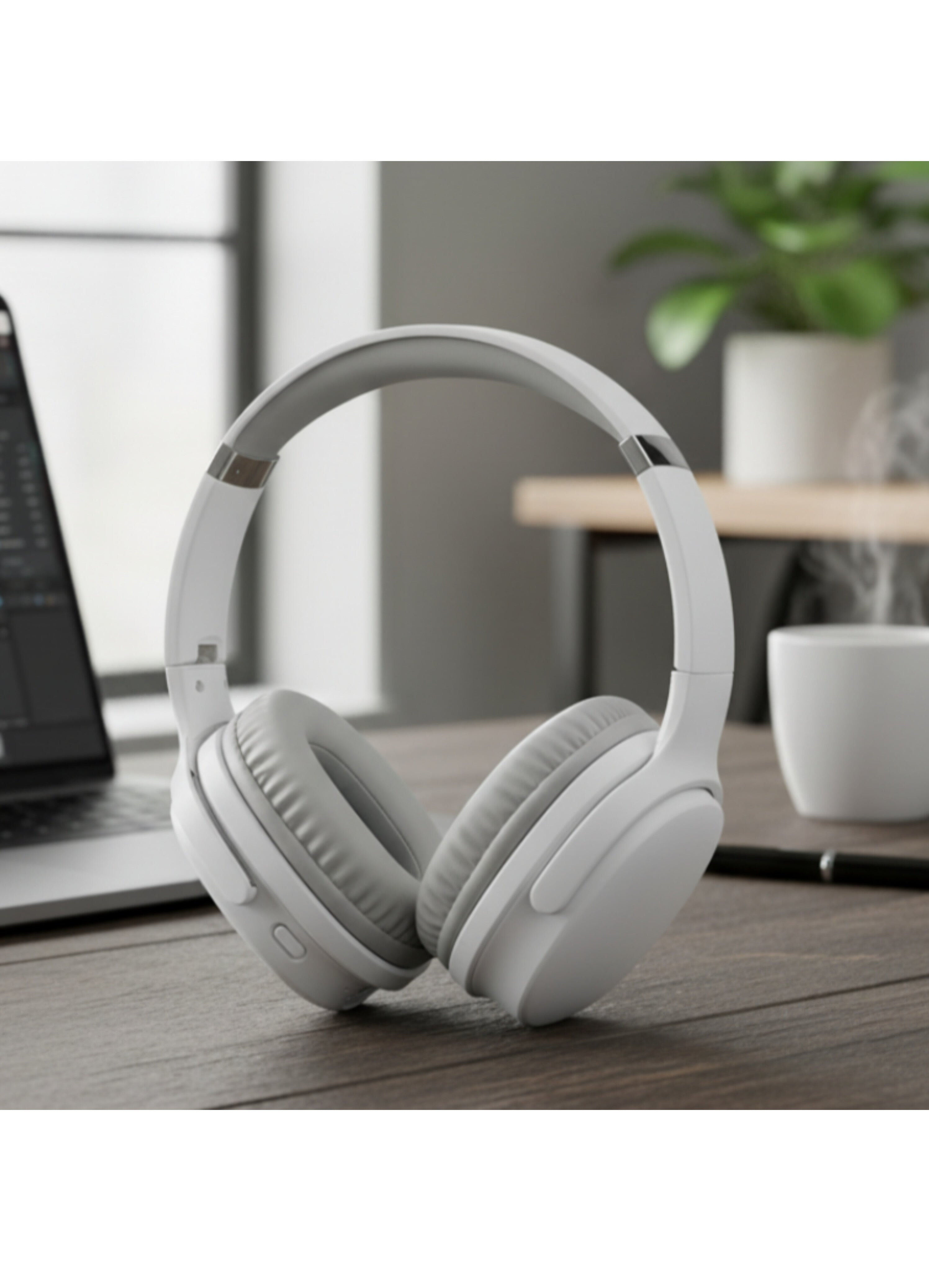 سماعات رأس لاسلكية فوق الأذن  وبلوتوث - تصميم عصري قابل للطي للأطفال والبالغين بصوت عالي الجودة Light white Wireless Over-Ear Bluetooth Headphones - Modern Foldable Design for Kids and Adults with High-Quality Sound