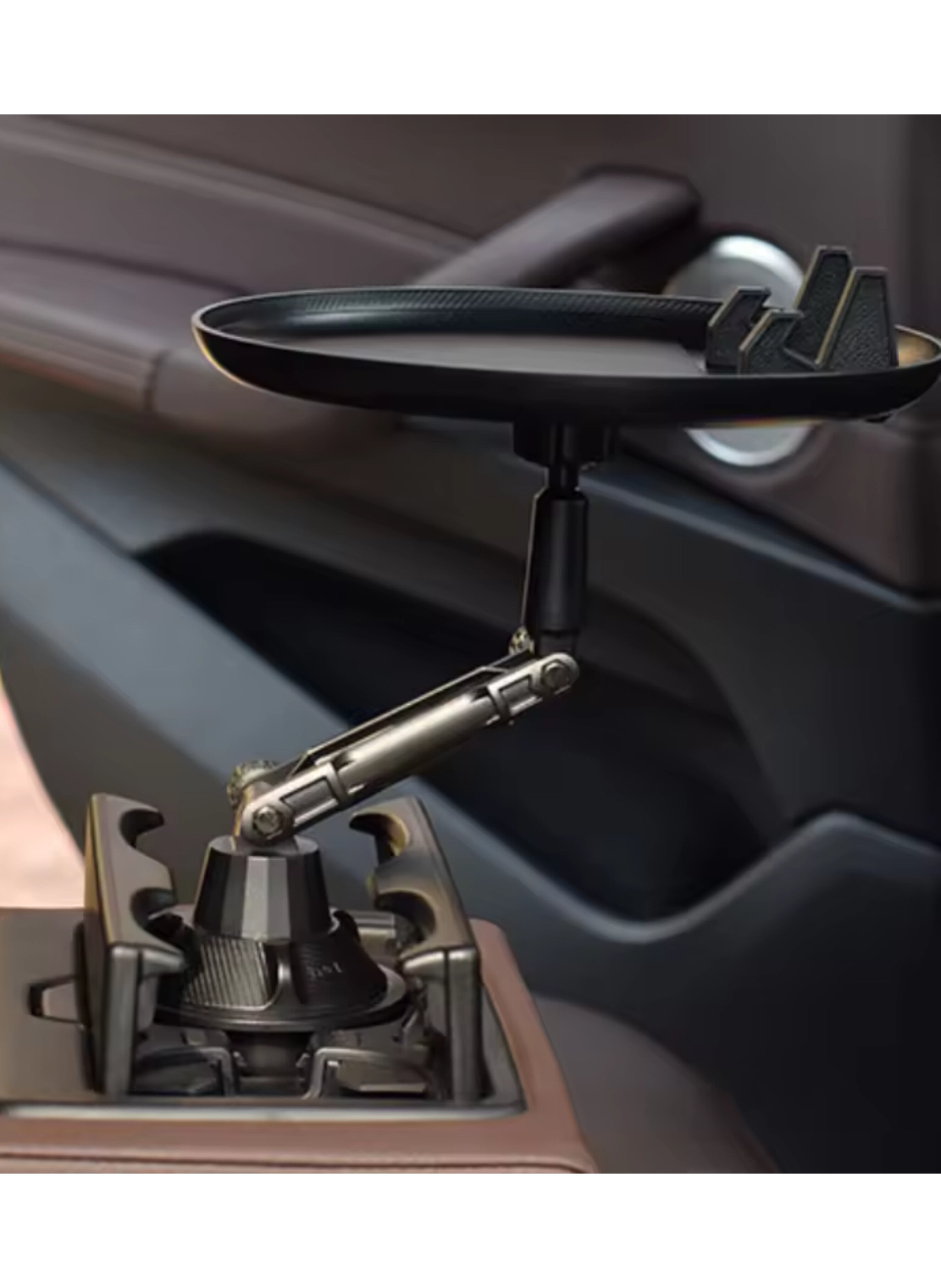 صينية سيارة دوارة 360° مع حامل أكواب وهاتف - منظم ومضاد للانزلاق 360° Swivel Car Tray with Cup & Phone Holder - Organizer & Anti-Slip
