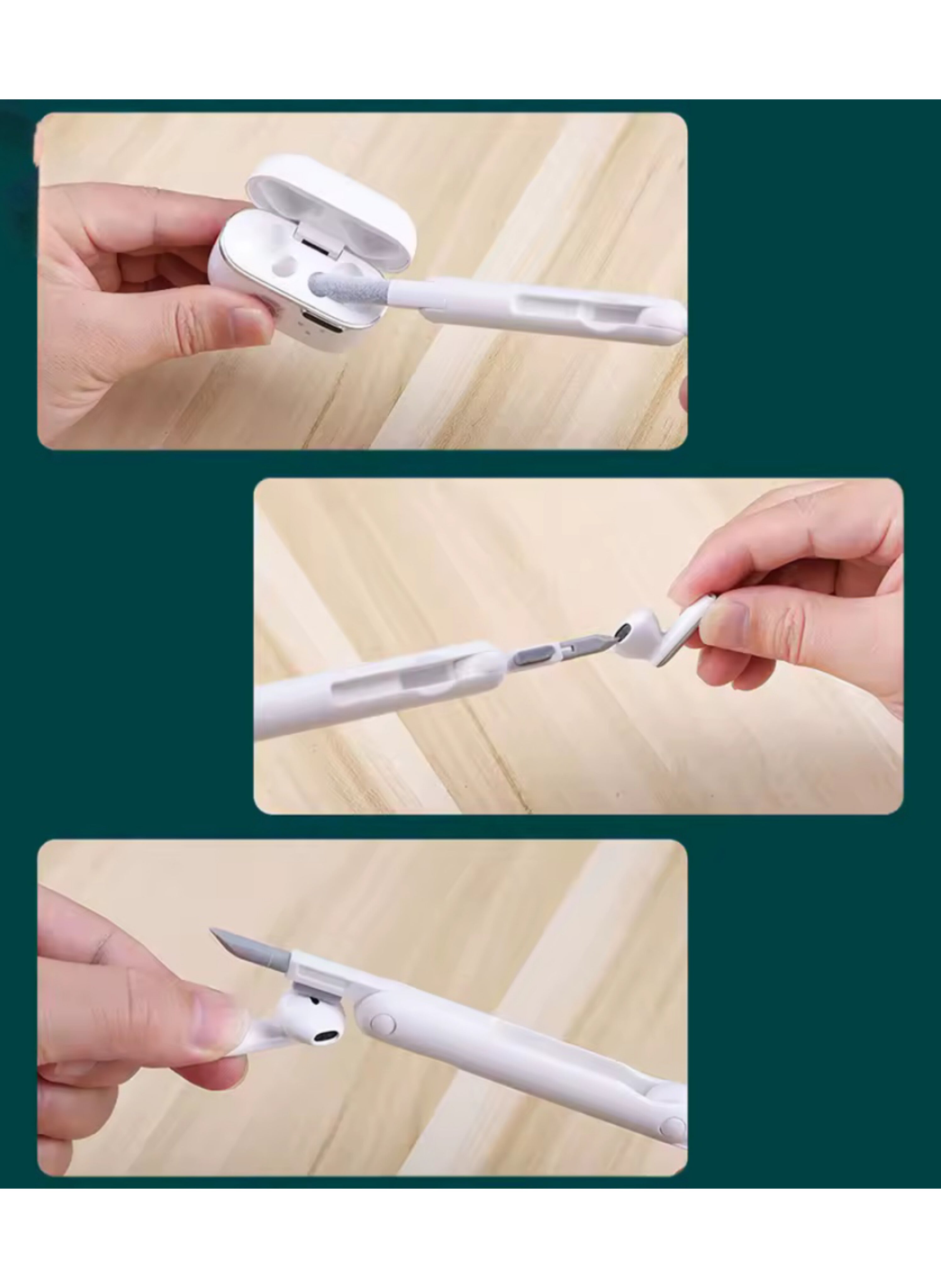 7-in-1 Electronic Cleaning Kit - Keyboard Brush, Wireless Headset Cleaner Pen, and Keycap Puller Tool Set مجموعة تنظيف الأجهزة الإلكترونية 7 في 1 - أداة فرشاة ولوحة مفاتيح وسماعات لاسلكية بفرشاة قابلة للسحب ومفتاح قلع (Keycap Puller)