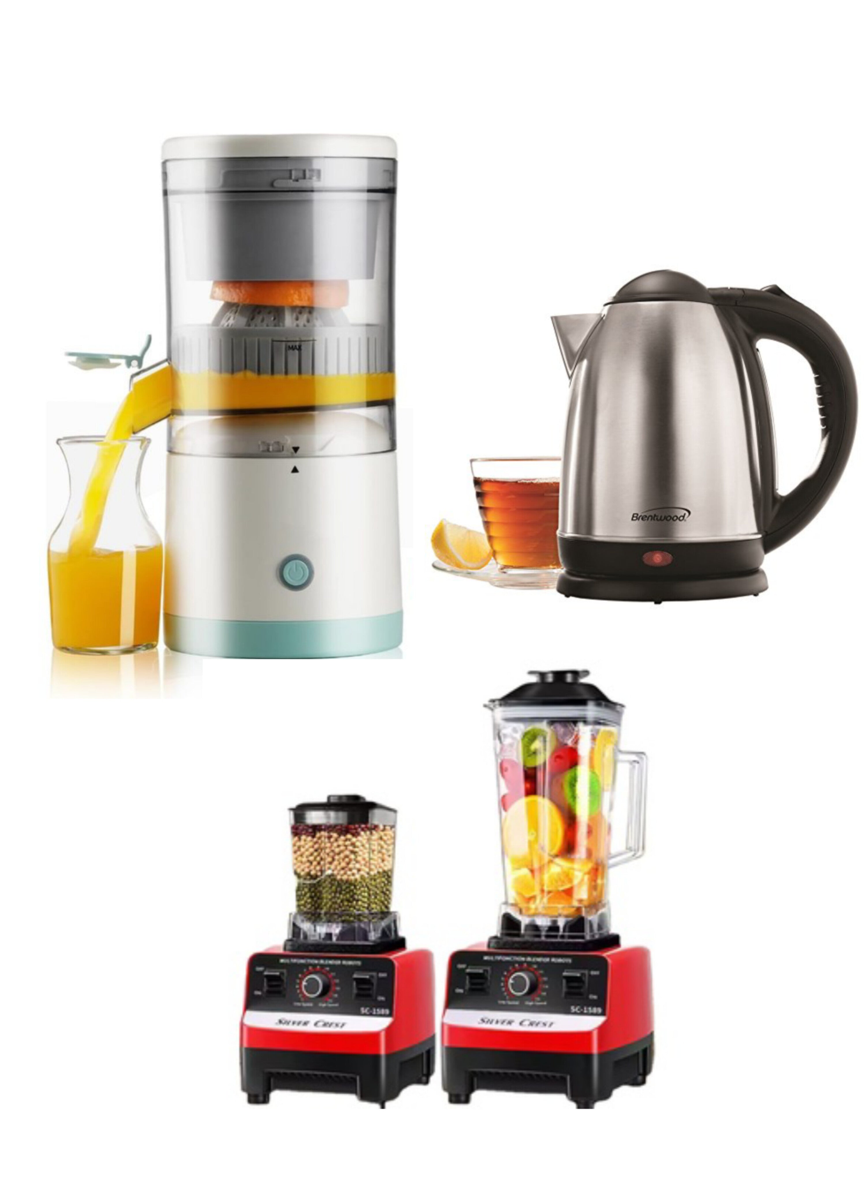 بكج المطبخ المتكامل  خلاط مع مطحنة وغلاية ماء و عصارة حمضيات Complete kitchen set with blender, grinder, kettle, and citrus juicer