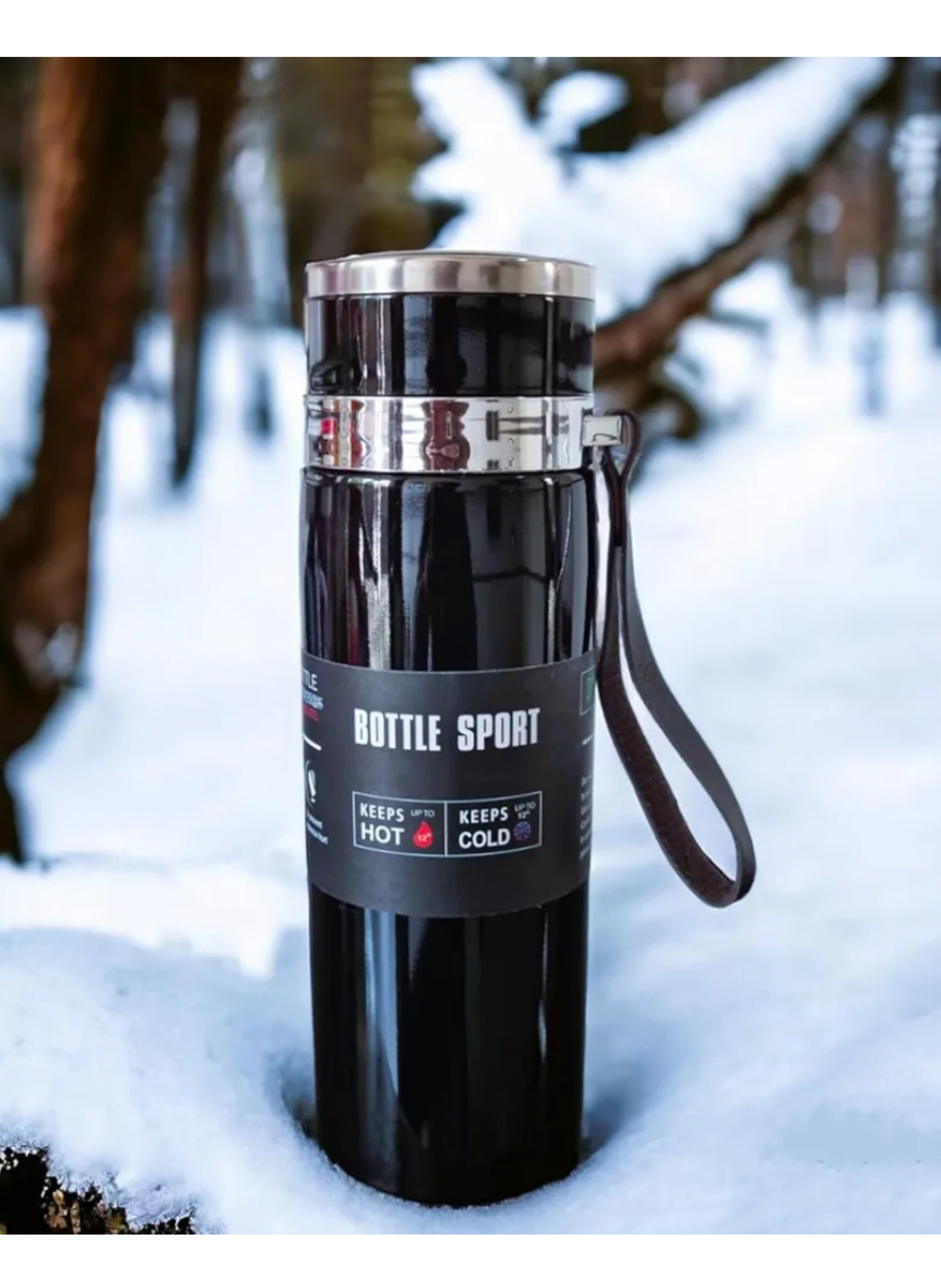 800 ml Stainless Steel Insulated Flask (Thermos) - Black Color قارورة عازلة (ترمس) من الفولاذ المقاوم للصدأ سعة 800 مل - اللون الأسود