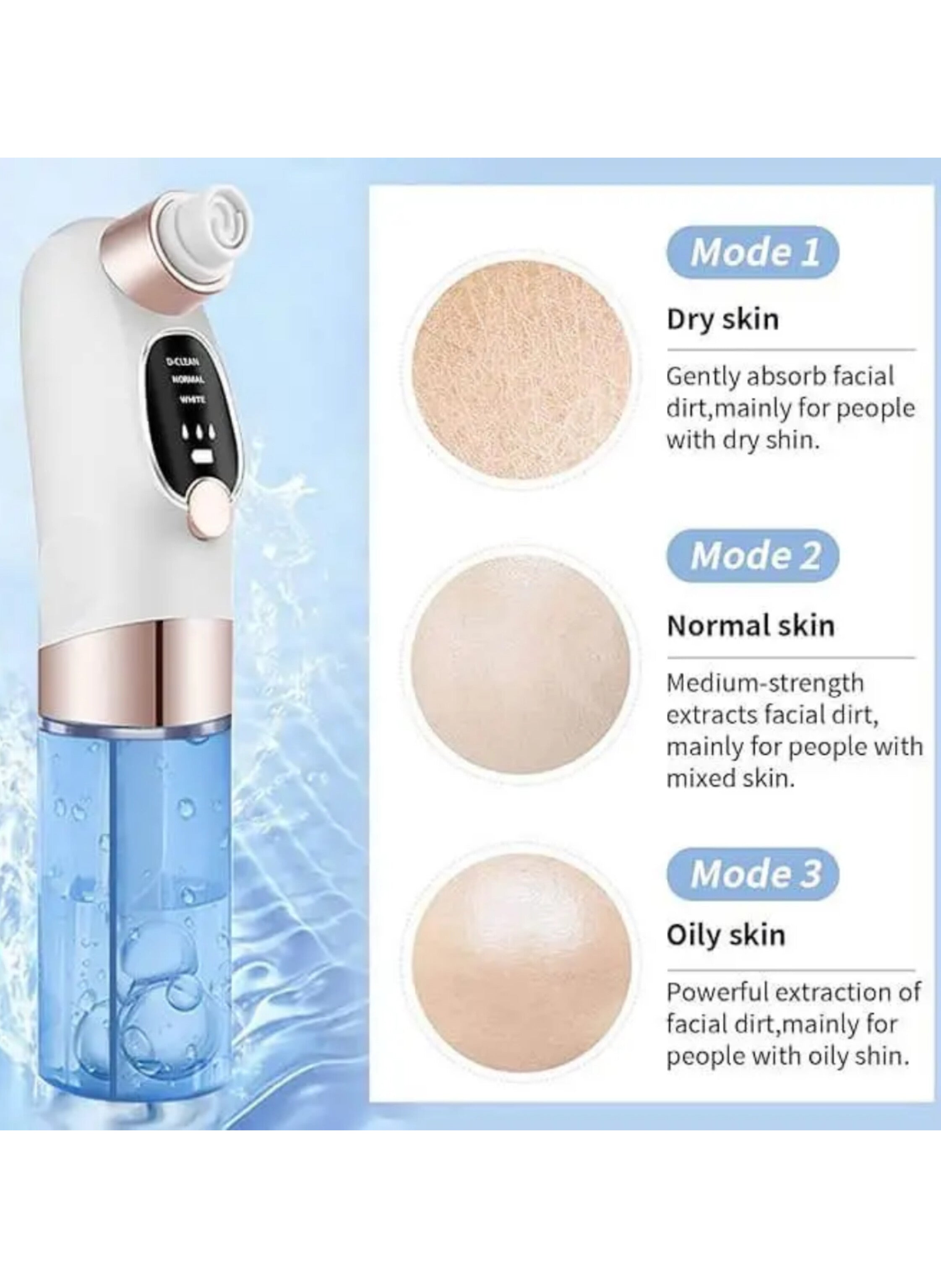Blackhead Remover Facial Cleansing Device, Deep Cleansing and Blackhead Removal Water Cycle System, 3 Suction Levels Pore Cleansing جهاز تنظيف الوجه مزيل الرؤوس السوداء، نظام دورة المياه للتنظيف العميق وإزالة الرؤوس السوداء، 3 مستويات للشفط تنظيف المسام