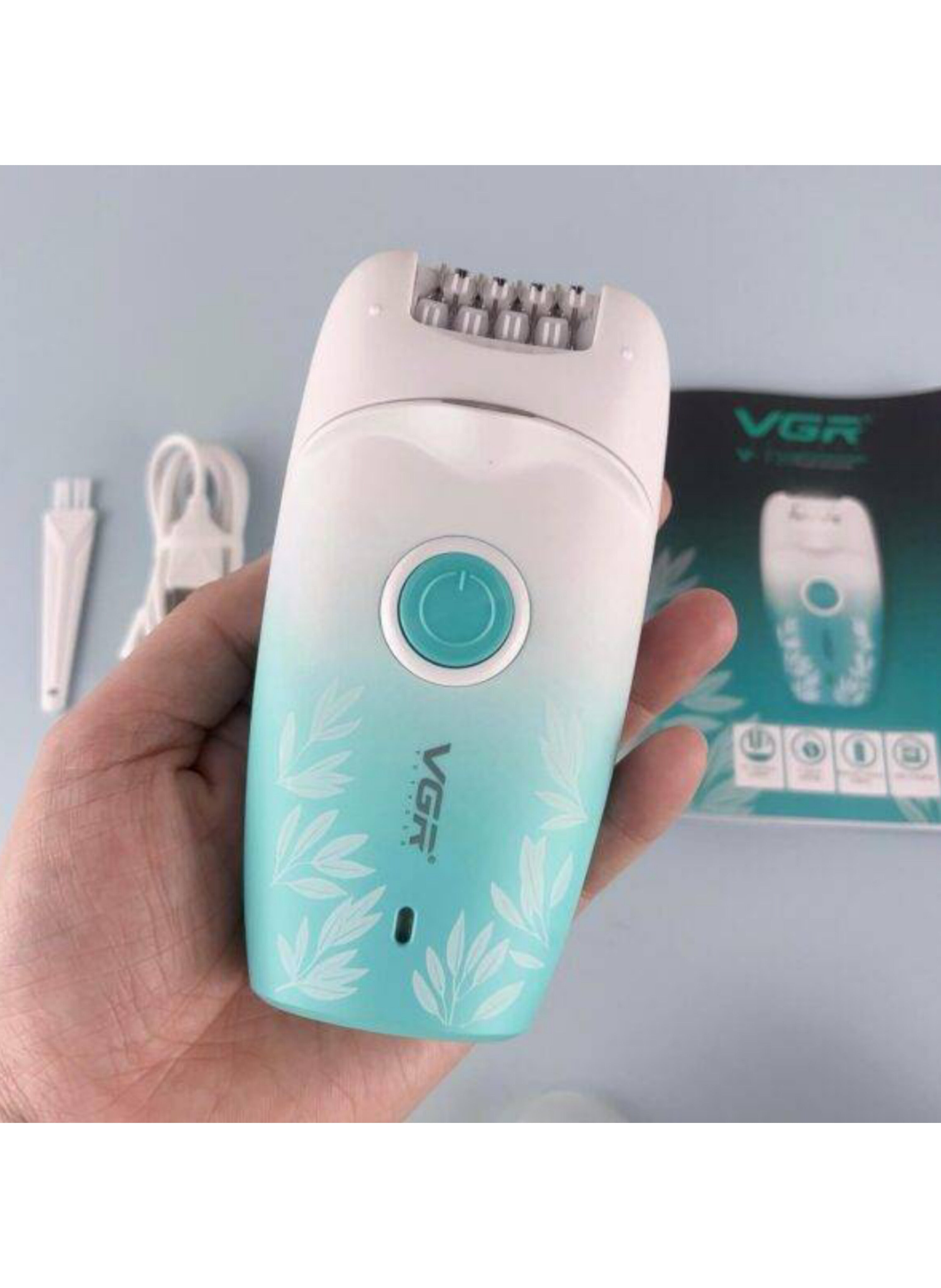 ماكينة إزالة الشعر النسائية القابلة للشحن USB - جهاز ملاقط كهربائي مبتل وجاف بسرعتين مع ضوء كاشف وإضاءة مؤشر للبطارية Rechargeable USB Women's Epilator - Wet & Dry Electric Tweezer Device with Two Speeds, Spotlight, and Battery Indicator Light