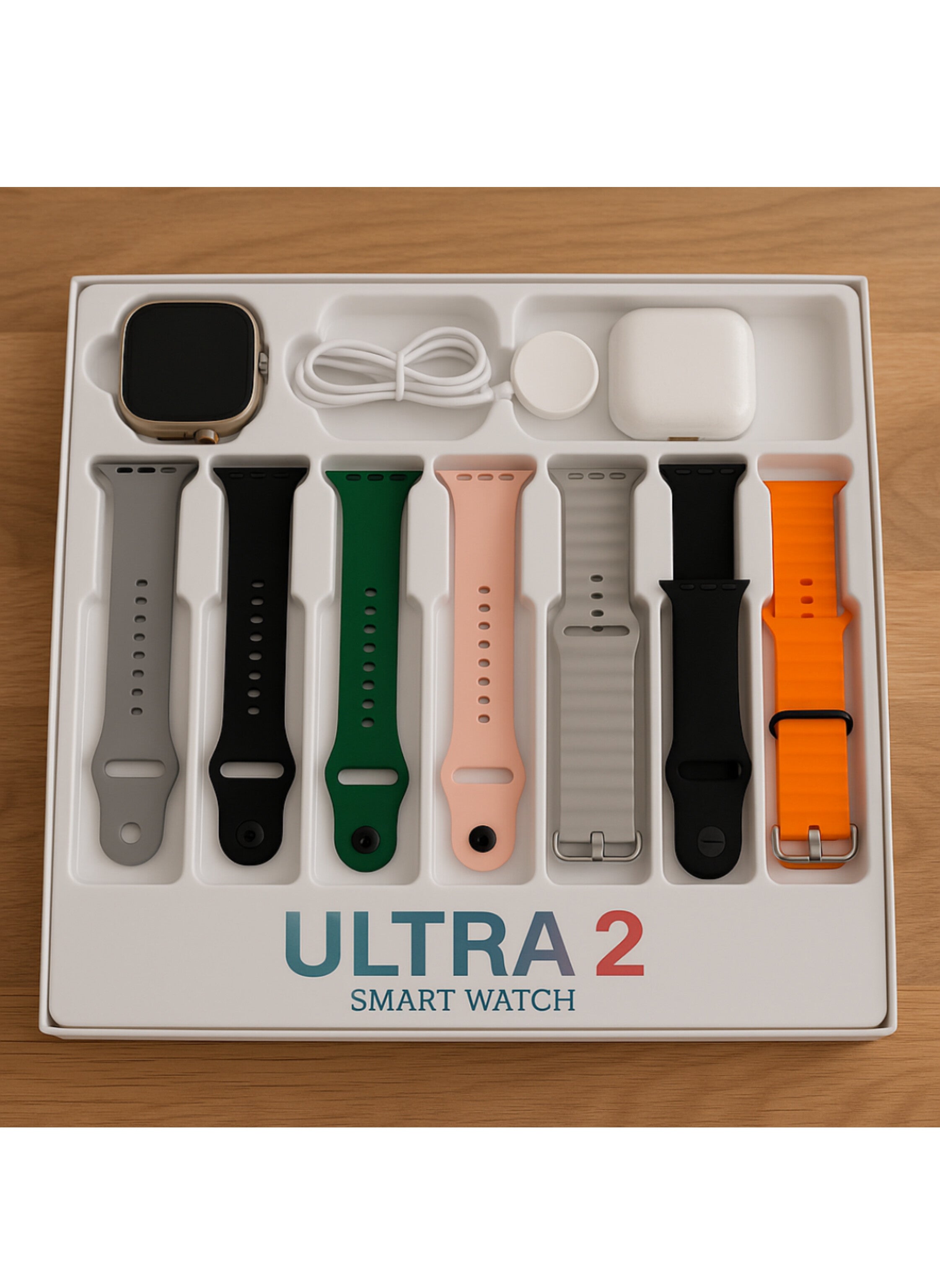Smartwatch with Bluetooth Call, Health Monitor, Wireless Charger, 7 Straps, and Noise-Canceling Earbuds – Android & iPhone Compatible