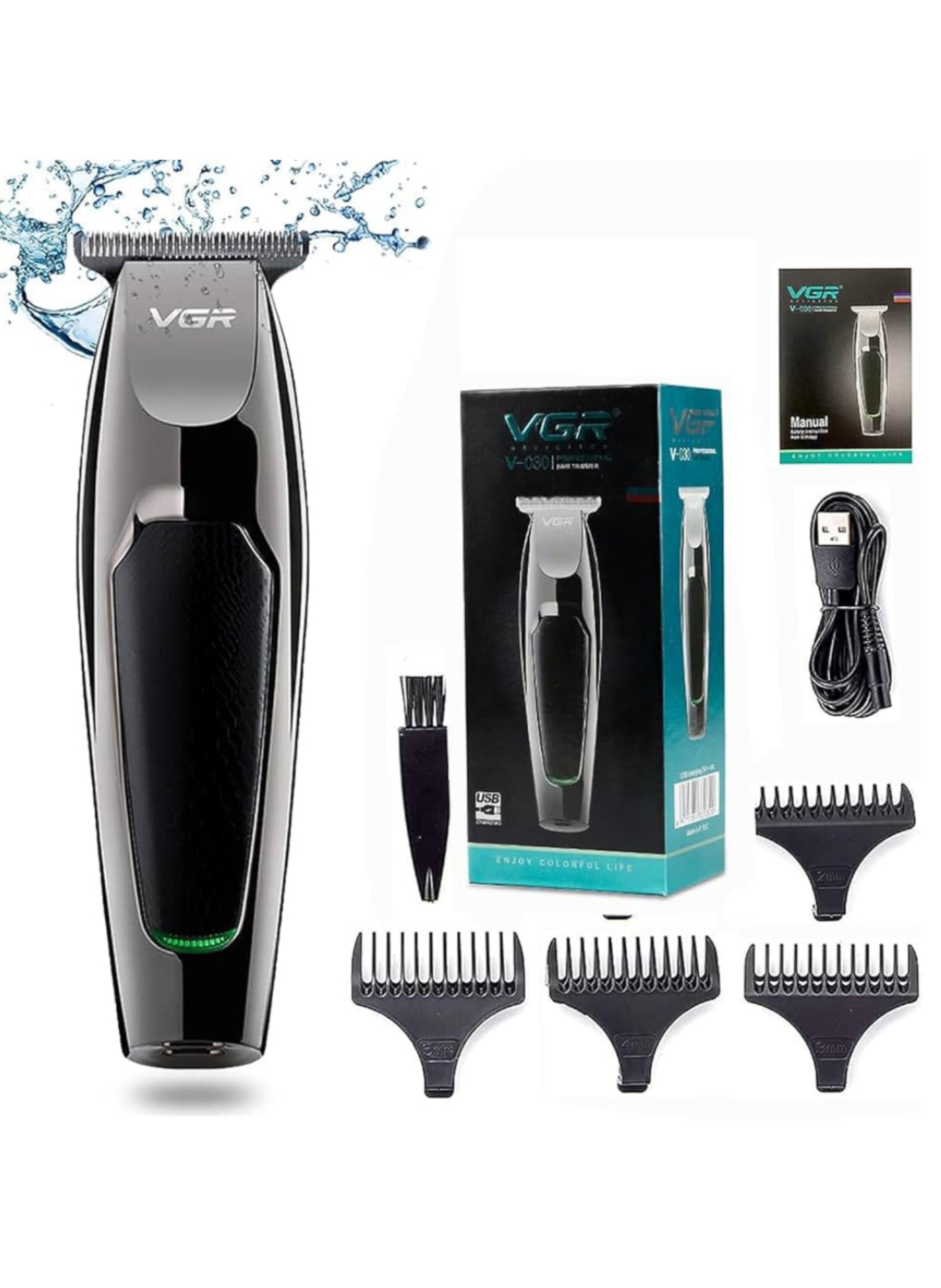 V-030 Professional Cordless Hair Clipper for Men - Rechargeable  ماكينة قص الشعر اللاسلكية الاحترافية V-030 للرجال - قابلة للشحن بشاشة