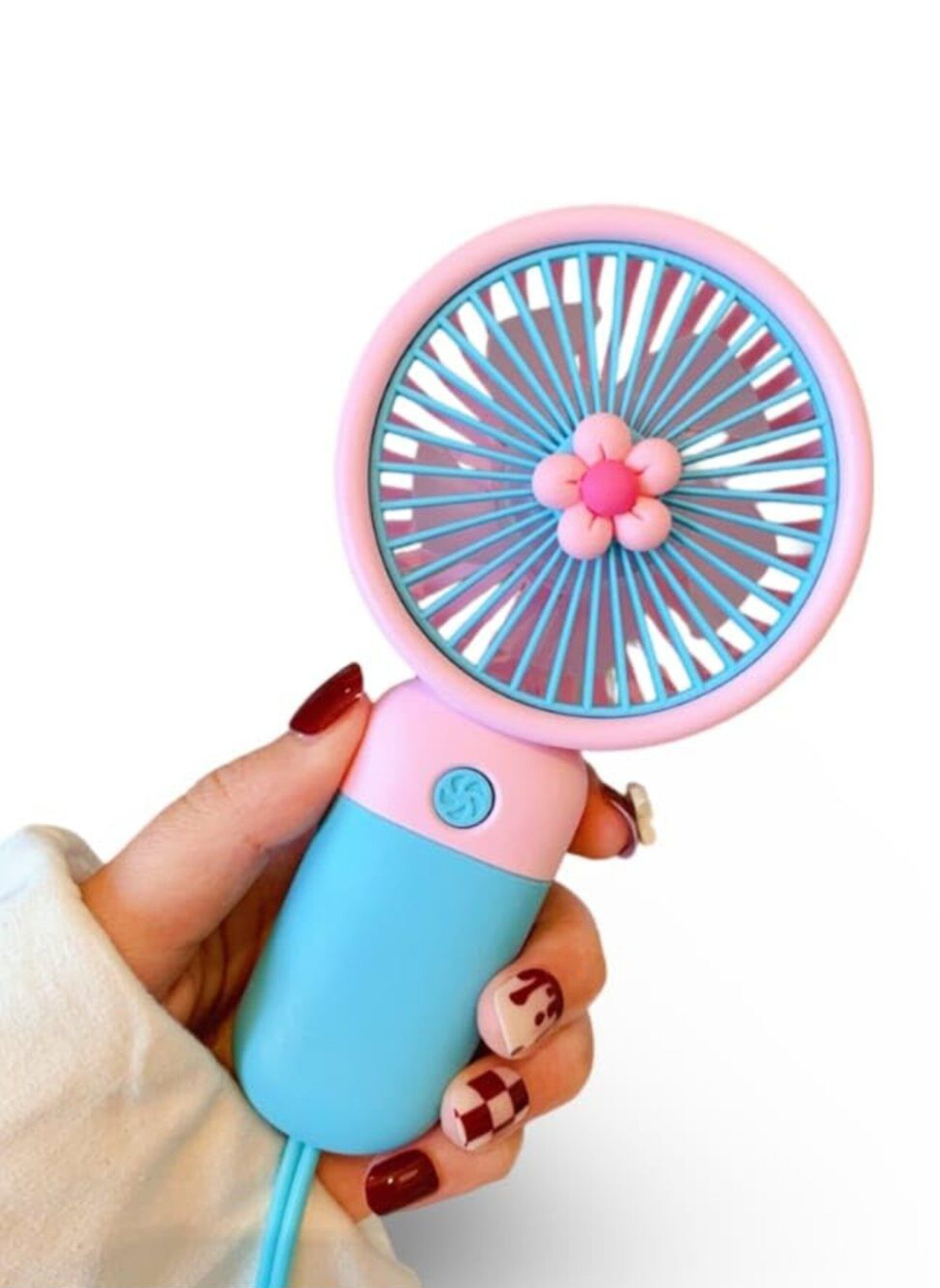 Mini Portable USB Rechargeable Handheld Fan - Instant Cooling for Home, Office, Travel, & Outdoor Activities (Blue Color)مروحة يد صغيرة محمولة قابلة للشحن USB - تبريد فوري للمنزل، المكتب، السفر، والأنشطة الخارجية (لون أزرق)