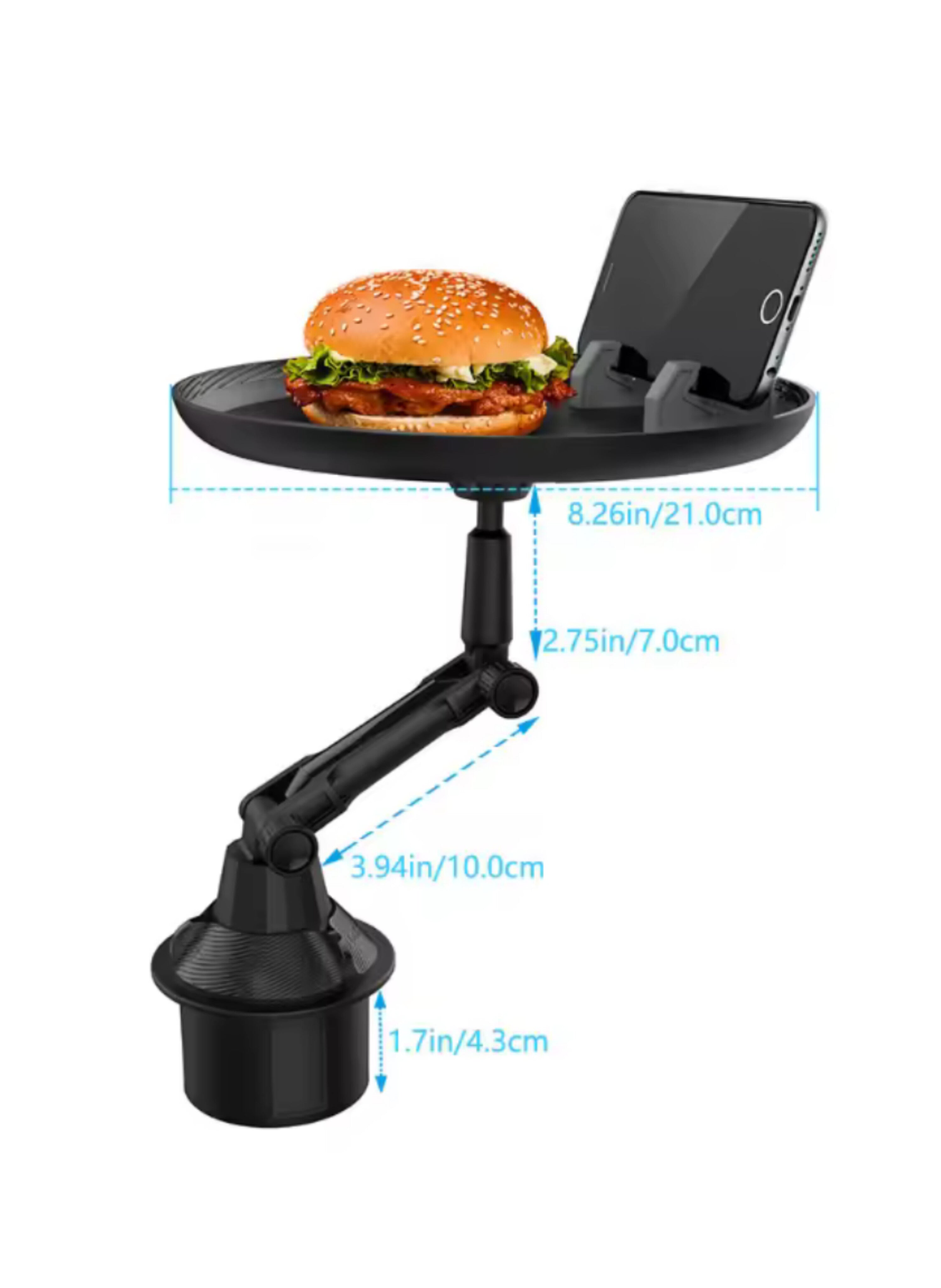 صينية سيارة دوارة 360° مع حامل أكواب وهاتف - منظم ومضاد للانزلاق 360° Swivel Car Tray with Cup & Phone Holder - Organizer & Anti-Slip