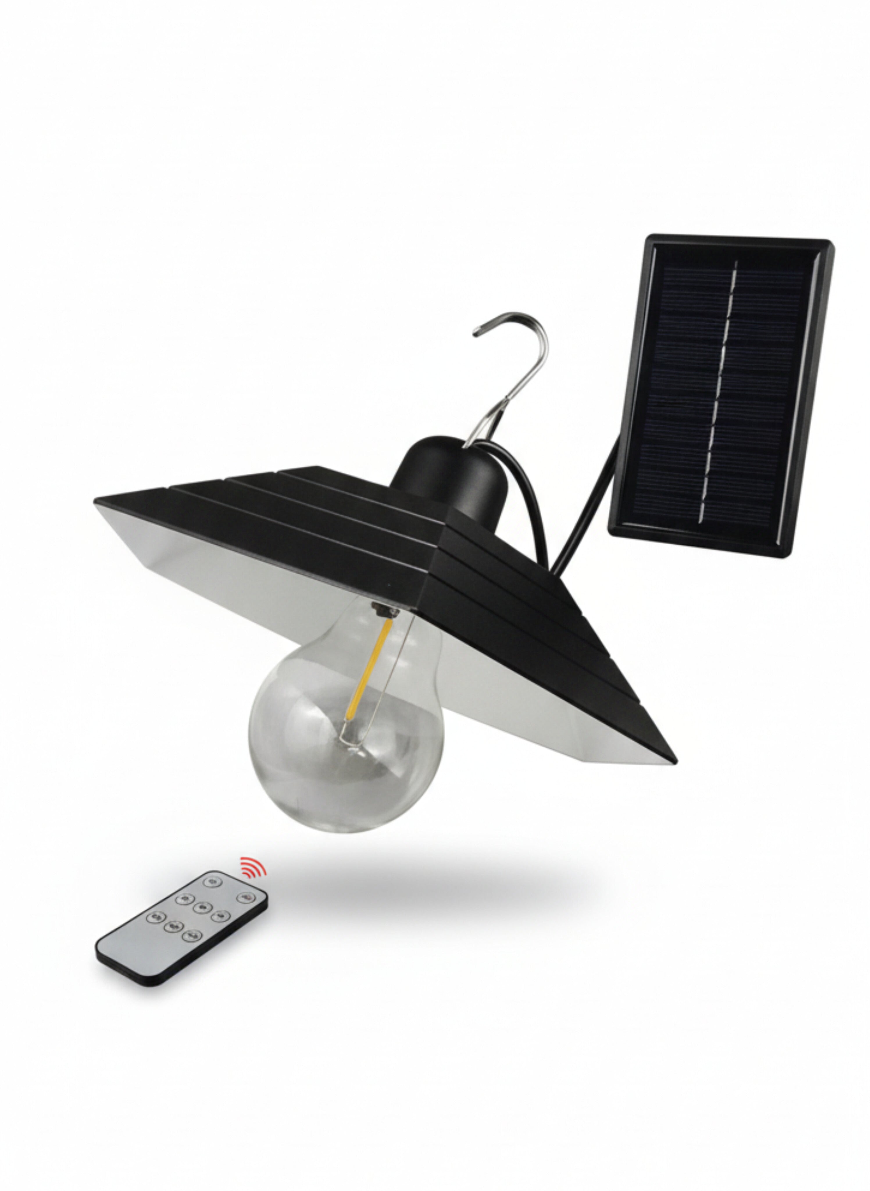 Solar Powered LED Flood Light Lamp with Solar Panel and Remote Control - Waterproof Outdoor Lighting for Gardens مصباح إضاءة LED كاشف بالطاقة الشمسية مع لوحة شمسية وجهاز تحكم عن بعد - إضاءة خارجية مقاومة للماء للحدائق والمخيمات