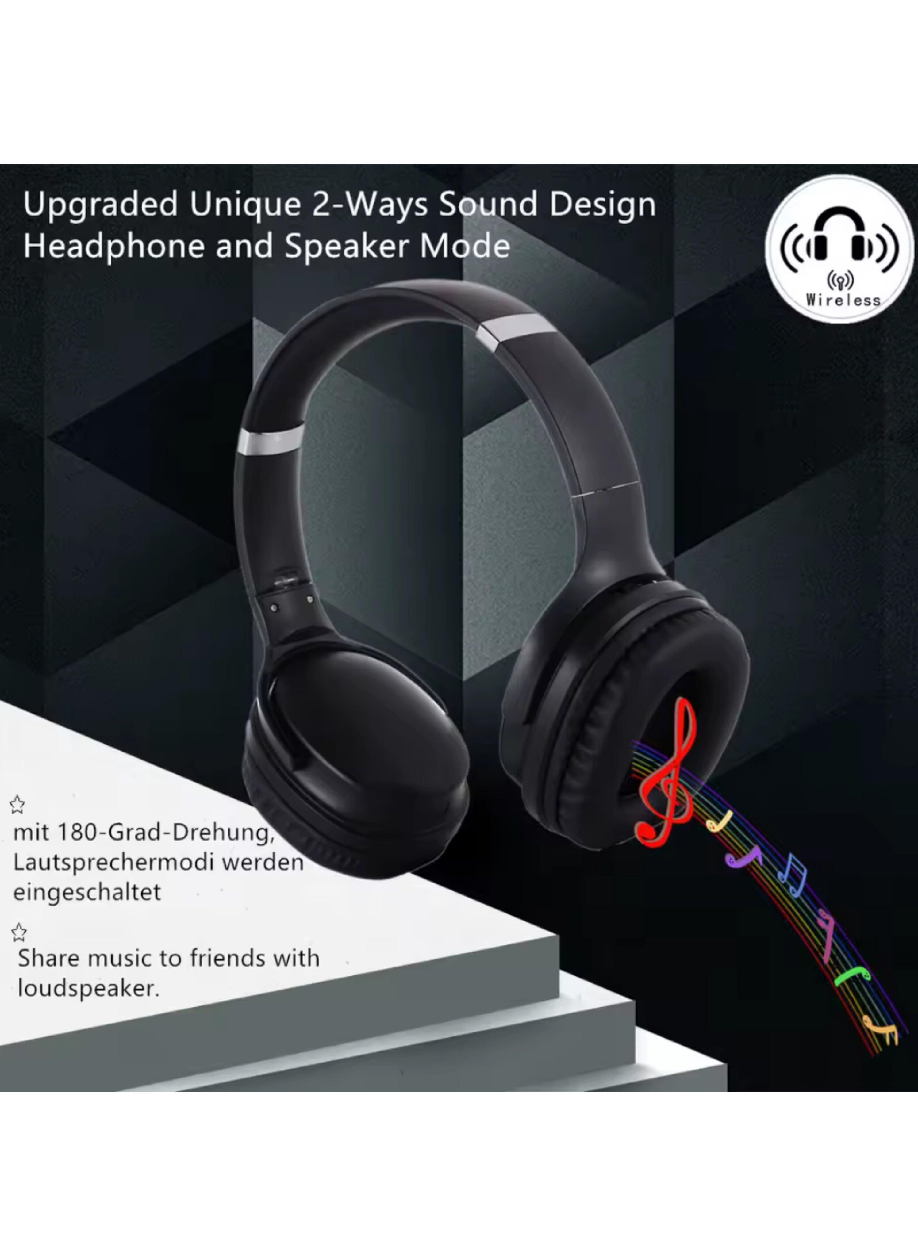 SODO MH-13 Wireless Headphones: 2-in-1 Bluetooth 5.1 HD Stereo Headphones with Microphone and TF/FM Support for Enhanced Audio Experience