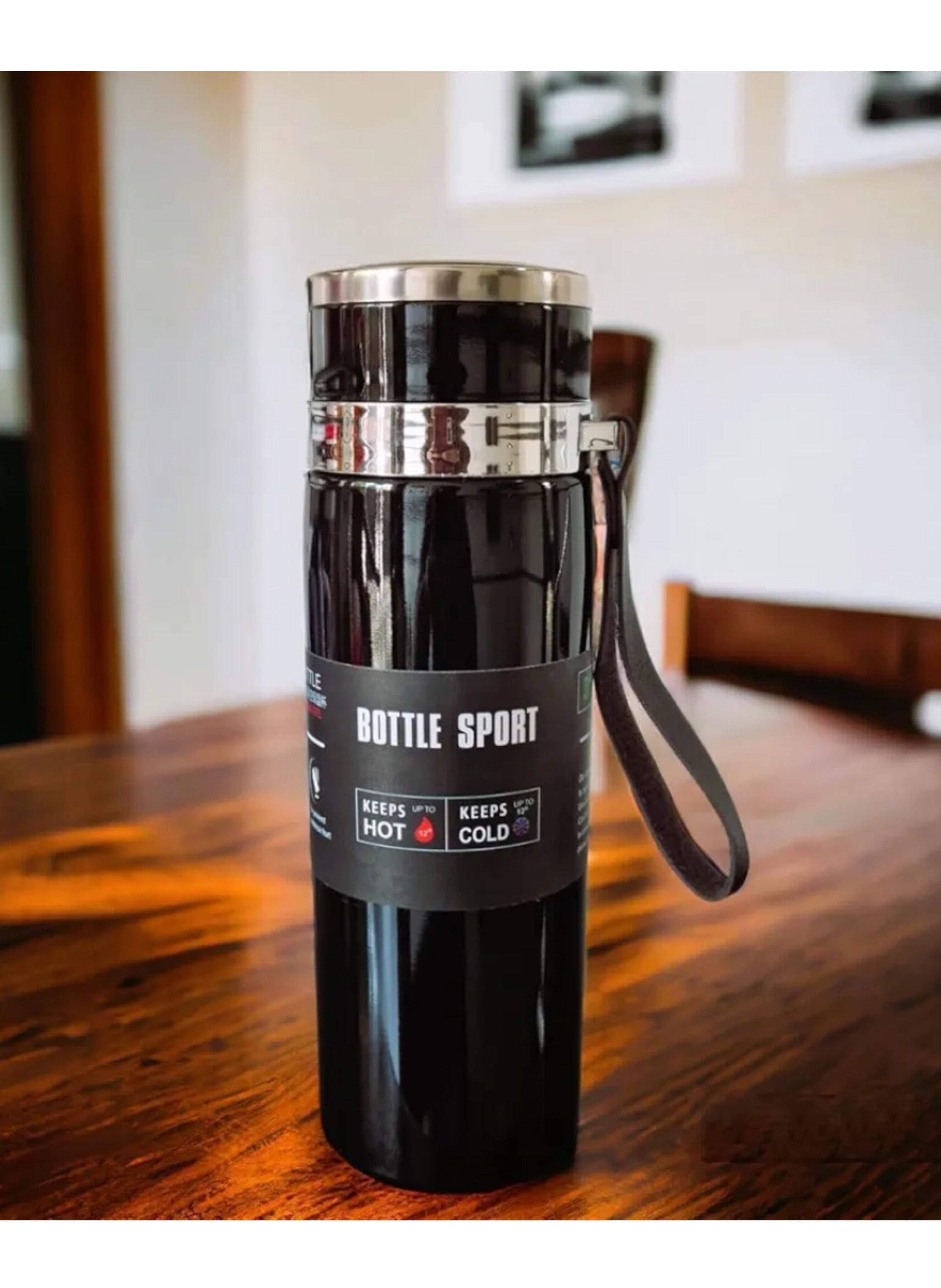 800 ml Stainless Steel Insulated Flask (Thermos) - Black Color قارورة عازلة (ترمس) من الفولاذ المقاوم للصدأ سعة 800 مل - اللون الأسود