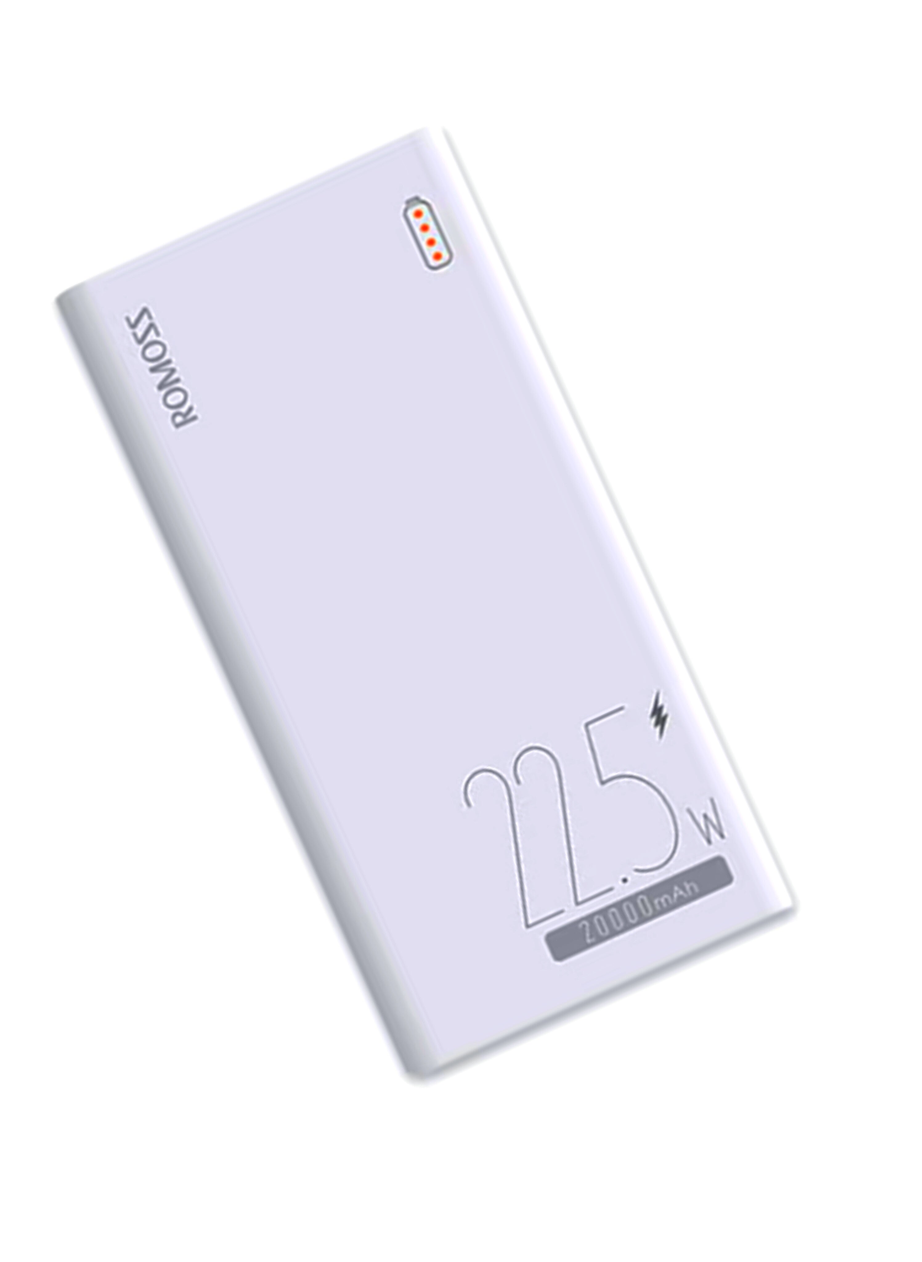 شاحن محمول (باور بانك) ROMOSS بسعة 20000 ملي أمبير، شحن فائق 22.5 واط، ويدعم تقنية PD، مع مدخلات ومخرجات متعددة