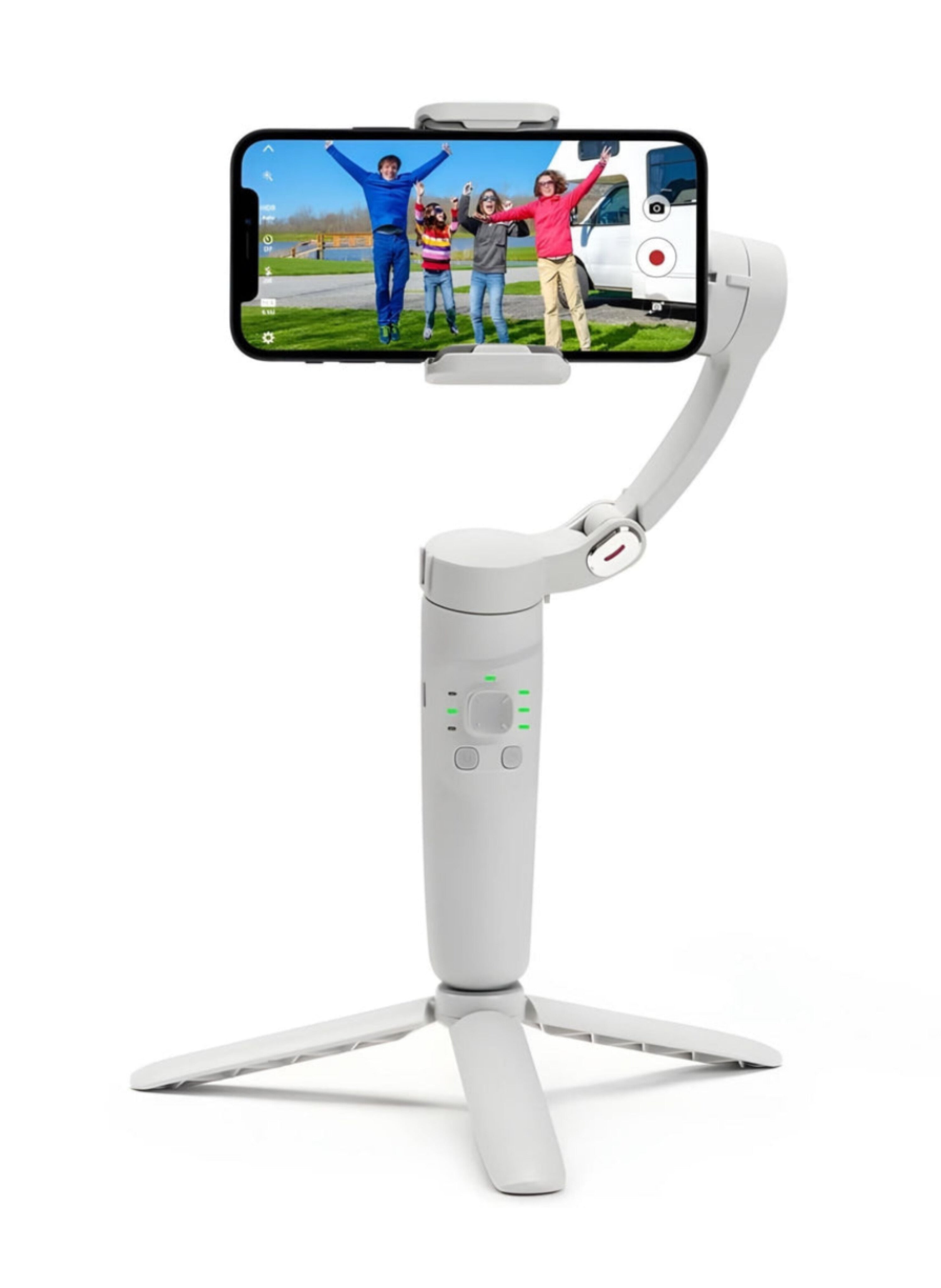 مثبت جوال احترافي محمول بتقنية متقدمة ضد الاهتزاز، تصميم قابل للطي، ويدعم التتبع الذكيProfessional Portable Smartphone Stabilizer with Advanced Anti-Shake Technology, Foldable Design, and Smart Tracking