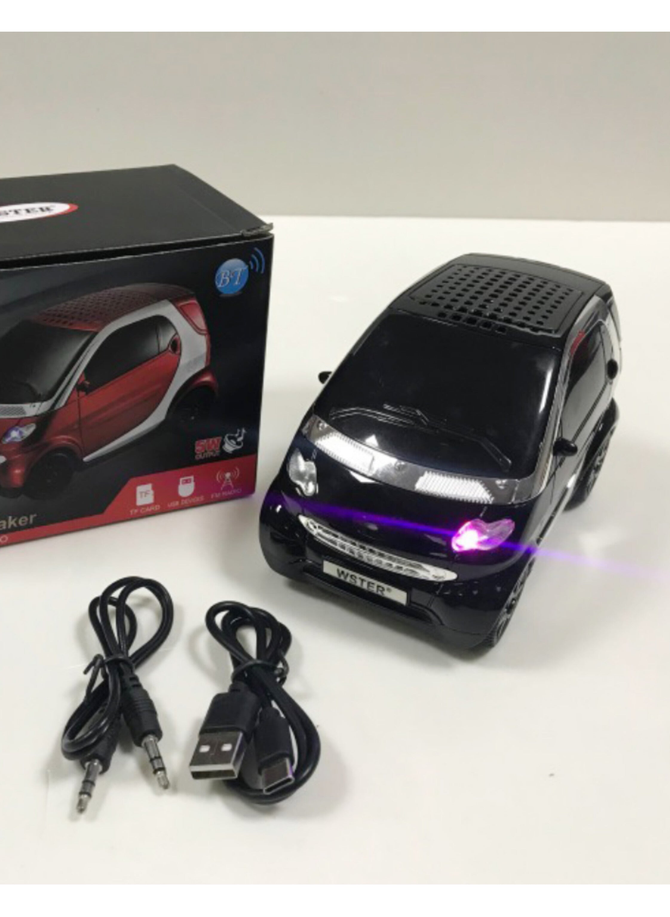 Portable Bluetooth Speaker with Classic Car Design - Multi-functional Wireless Stereo with Pure Sound black مكبر صوت بلوتوث محمول بتصميم سيارة كلاسيكية - ستيريو لاسلكي متعدد الوظائف مع صوت نقي لون اسود