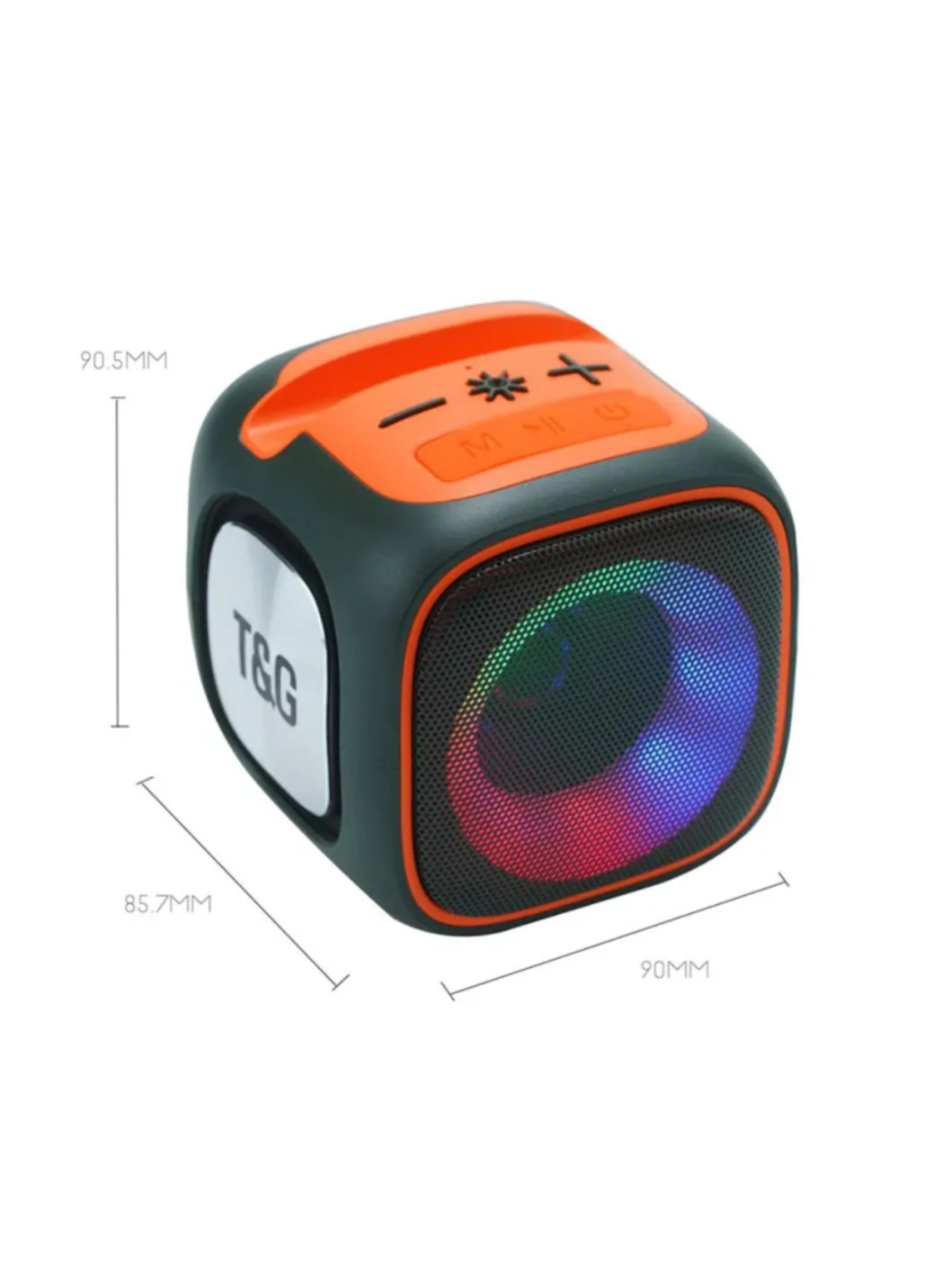 مكبر صوت لاسلكي محمول بتصميم مكعب، مع إضاءة LED ملونة، وصوت جهير فائق الجودة، وخيارات تشغيل متعددة Portable Wireless Speaker Cube Design, with Dynamic LED Lighting, Superior Low-Frequency Audio, and Multiple Playback Options