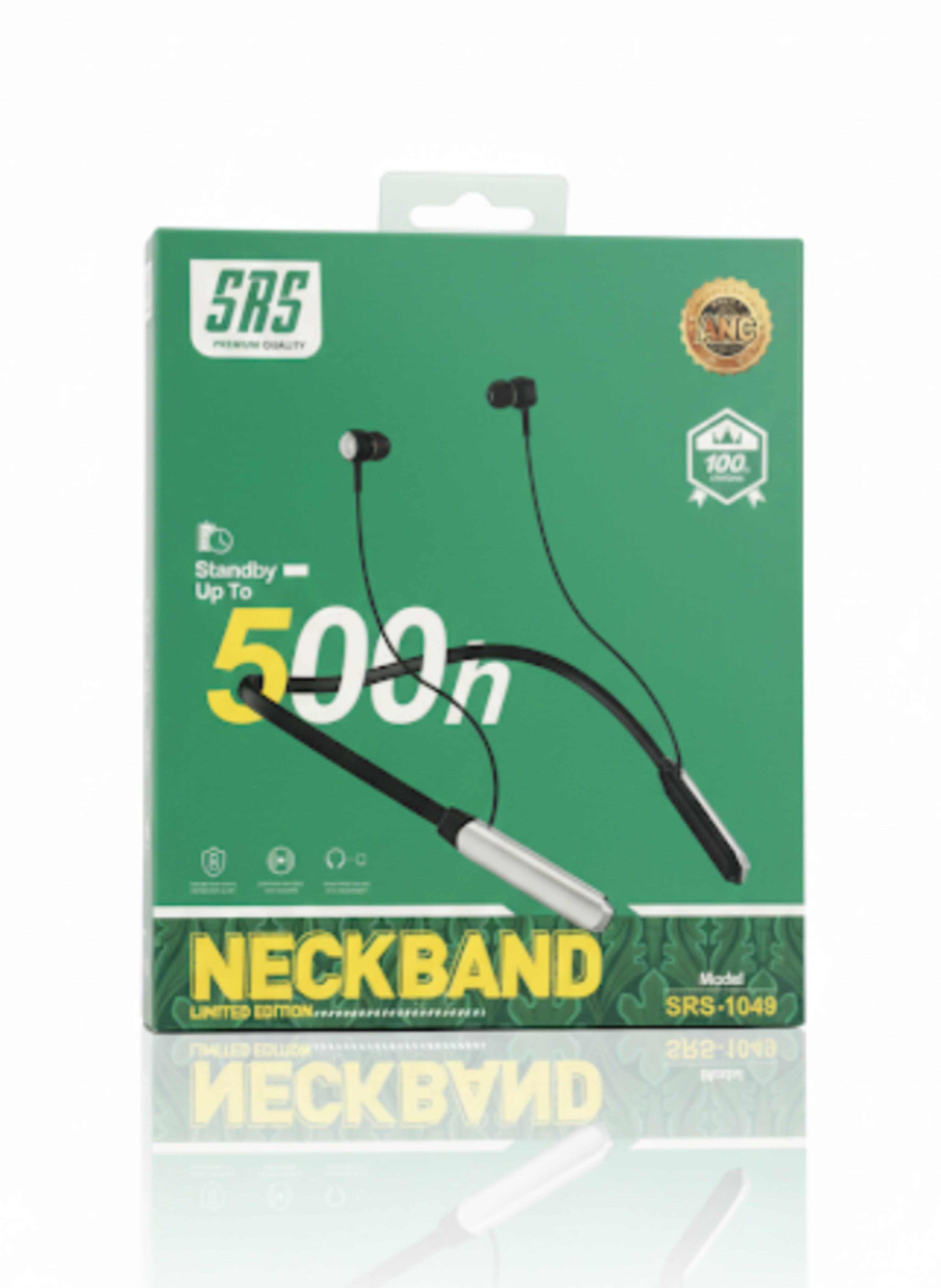سماعات رقبة بلوتوث لاسلكية  مع تقنية إلغاء الضوضاء النشط (ANC) ووقت استعداد يصل إلى 500 ساعة. Wireless Bluetooth Neckband Headphones  Active Noise Cancellation (ANC) Technology and Up to 500 Hours Standby Time.