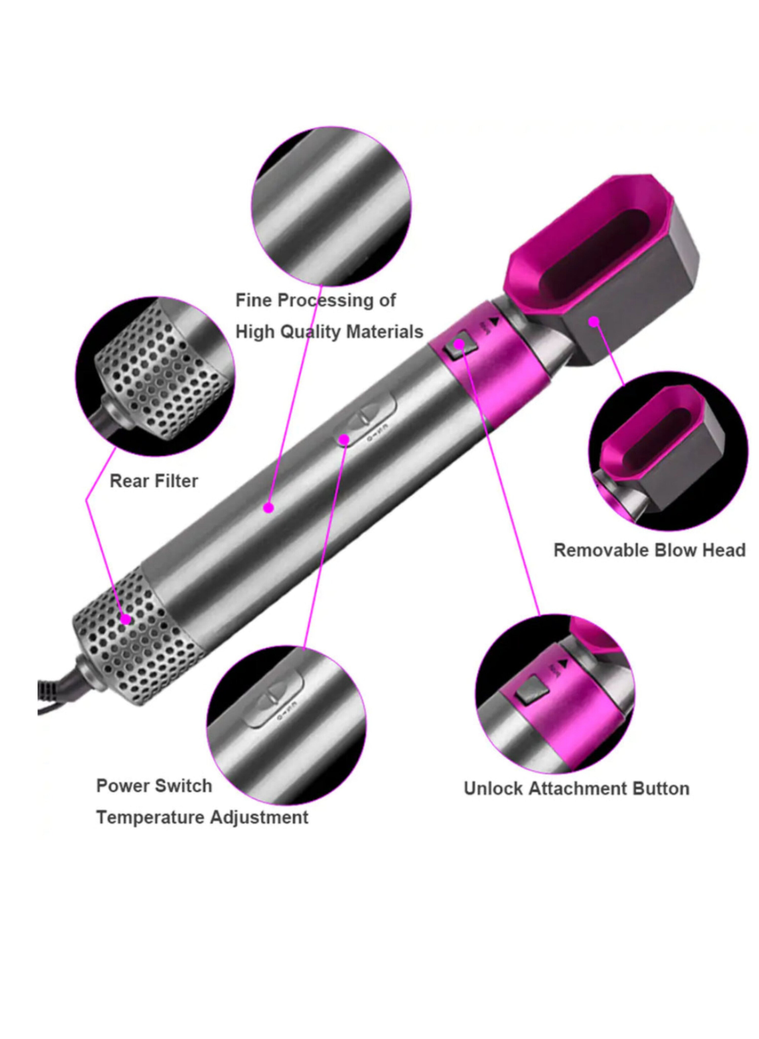 مجموعة تصفيف الشعر الاحترافية 5 في 1: أداة واحدة لجميع احتياجات تصفيفك *Professional 5-in-1 Hair Styling Set: One Tool for All Your Styling Needs*