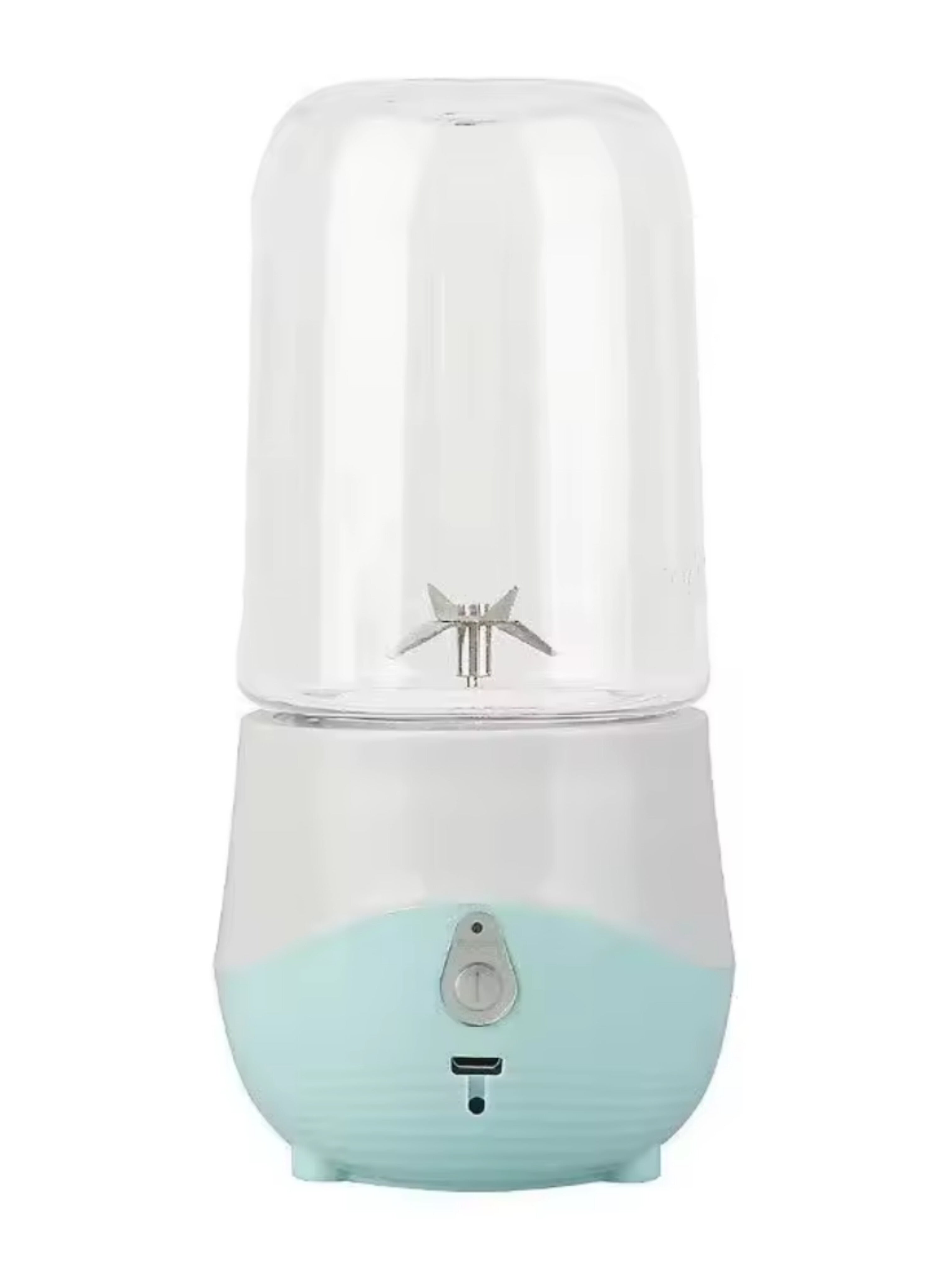 كوب عصارة كهربائي أزرق/أبيض محمول قابل للشحن - خلاط سموذي صغير الحجم بميزة التشغيل بضغطة زر واحدةBlue/White Portable Electric Juicer Cup - Rechargeable Mini Smoothie Blender with Convenient One-Click Start