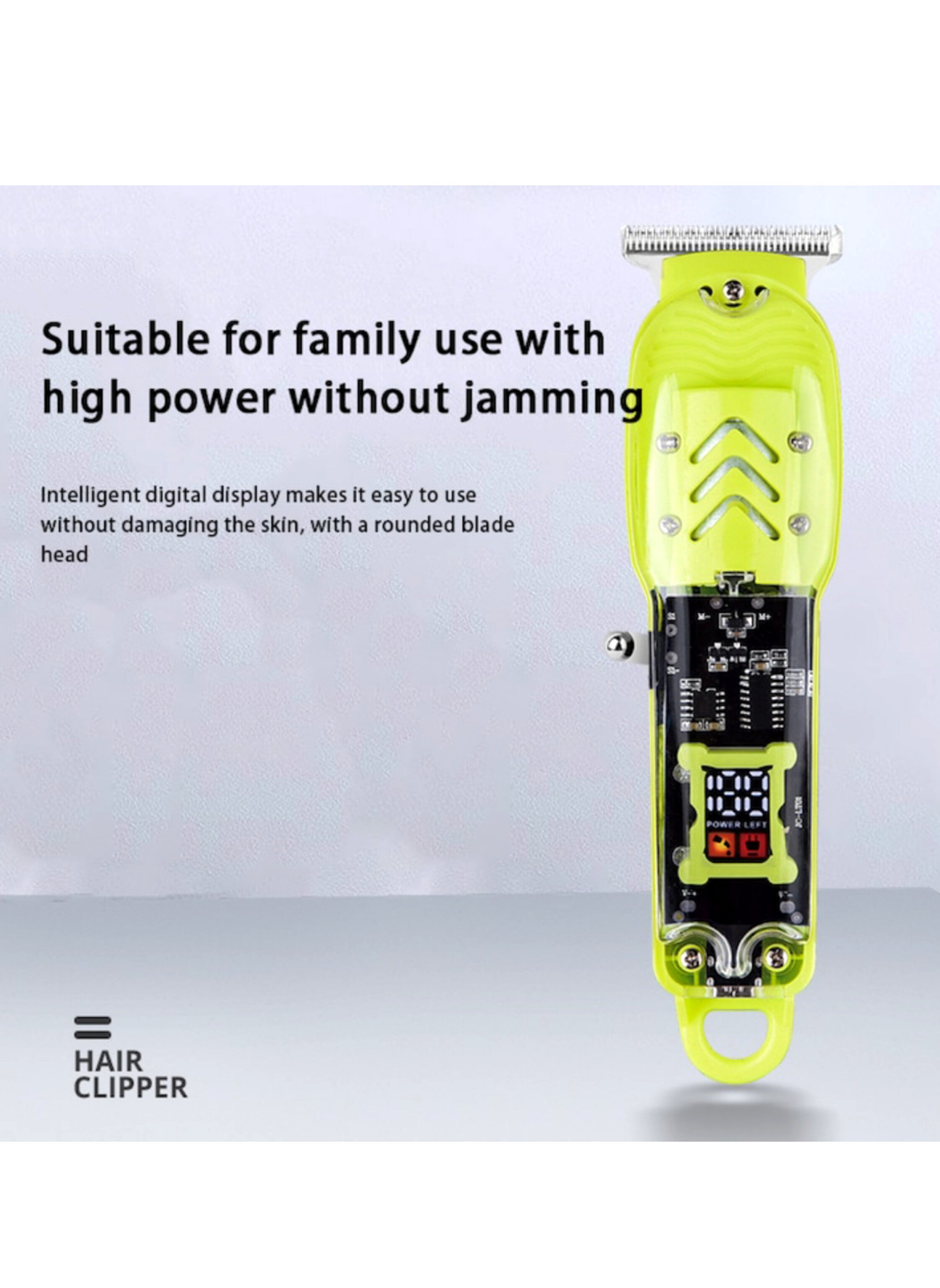 Electric Hair Clipper, Electric Hair Trimmer Cordless Rechargeable LED Digital Display Transparent ماكينة قص الشعر الكهربائية، ماكينة تشذيب الشعر الكهربائية اللاسلكية القابلة لإعادة الشحن، شاشة رقمية LED شفافة