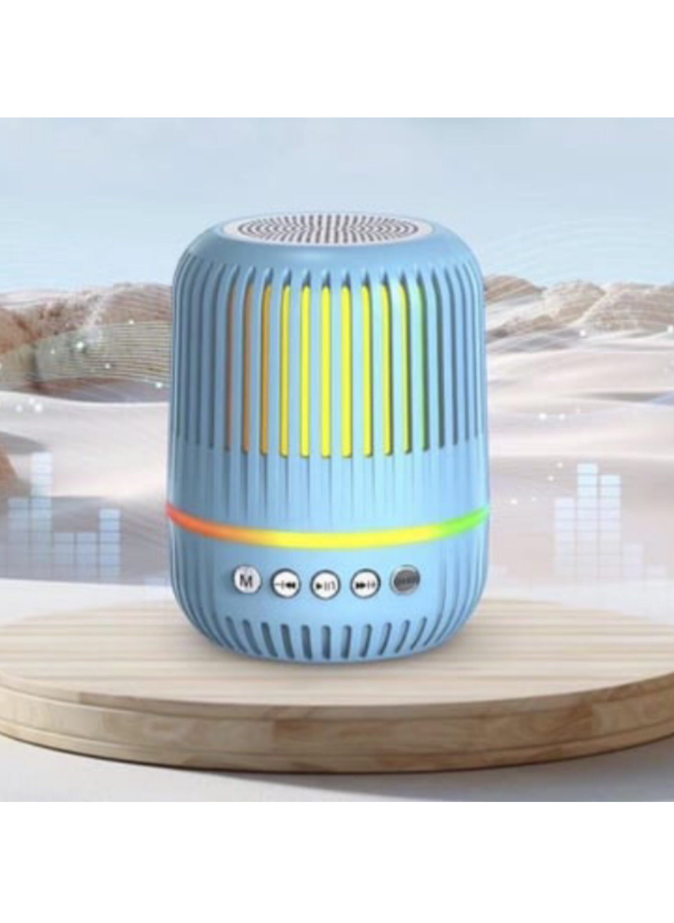 M4 Mini Bluetooth Speaker – Portable Wireless Speaker with RGB Lights, Deep Bass Woofer, USB/AUX Support, Compact Design for Home & Office blueمكبر صوت بلوتوث M4 ميني محمول – إضاءة RGB، صوت جهير عميق، تشغيل USB وAUX، تصميم أنيق للمكتب أو المنزل لون ازرق