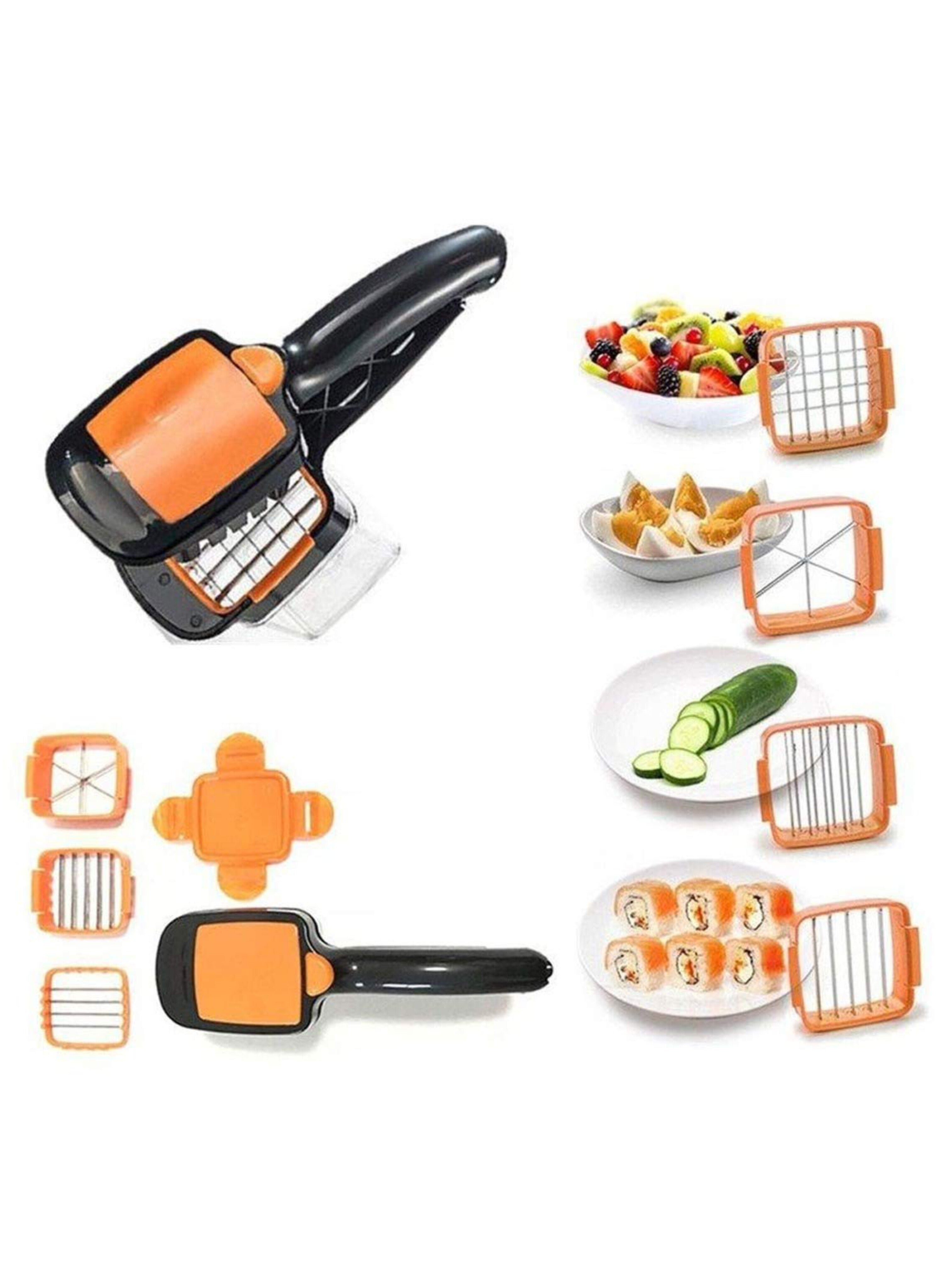 قطاعة خضروات وفواكه يدوية متعددة الشفرات - أداة تقطيع صغيرة سريعة مع حاوية تخزين لتقطيع مكعبات وسلطات Manual Multi-Blade Fruit and Vegetable Chopper - Quick Small Dicer Tool with Storage Container for Cubing and Salads