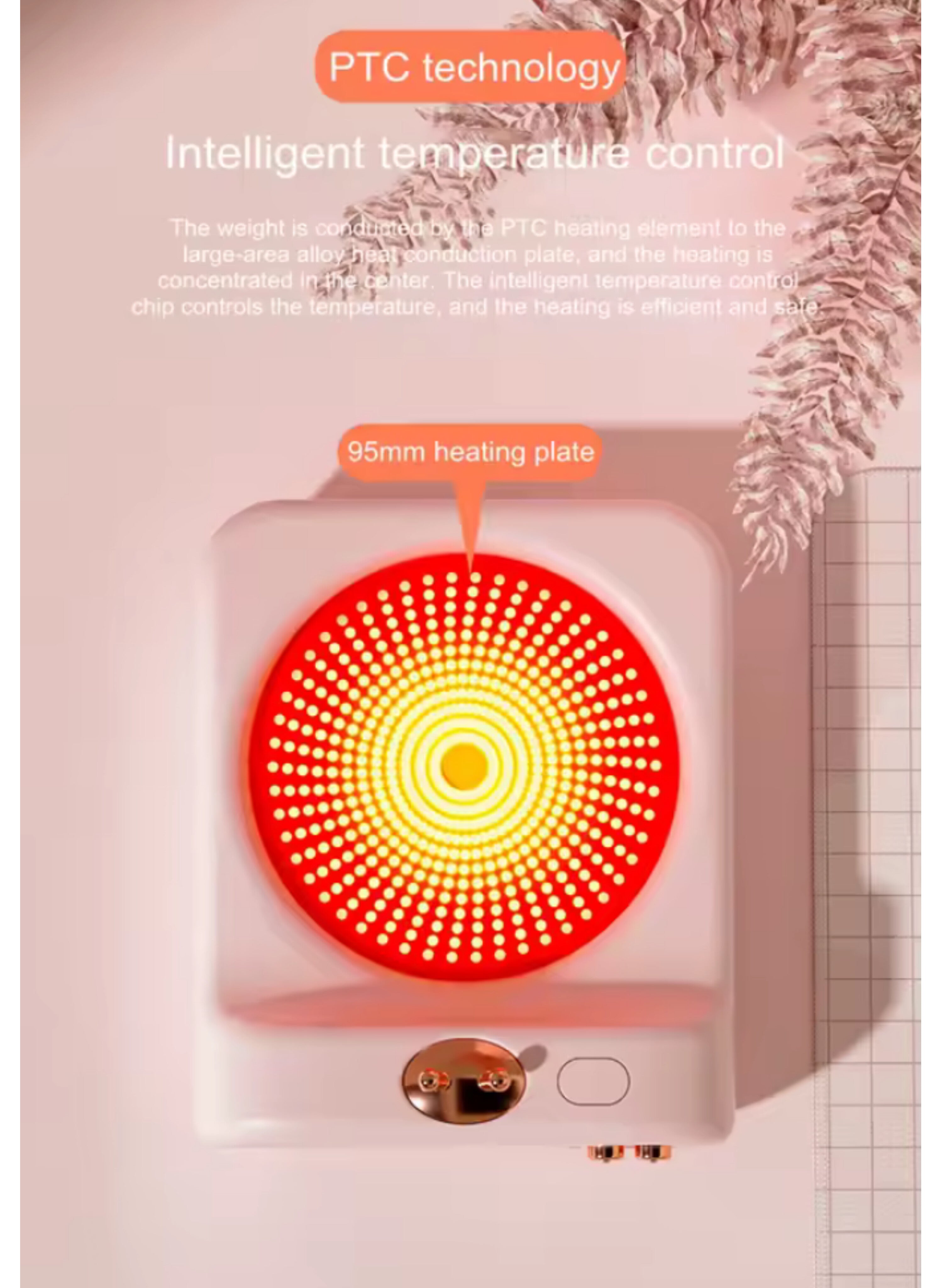 Smart Electric Cute Desktop Mug Warmer, Beverage Heater for Home and Office.مدفأة أكواب مكتبية كهربائية ذكية بتصميم لطيف، مع شاشة رقمية لعرض درجة الحرارة °C ومؤقت، وسخان تسخين القهوة والشاي والحليب الأوتوماتيكي للمنزل والمكتب.