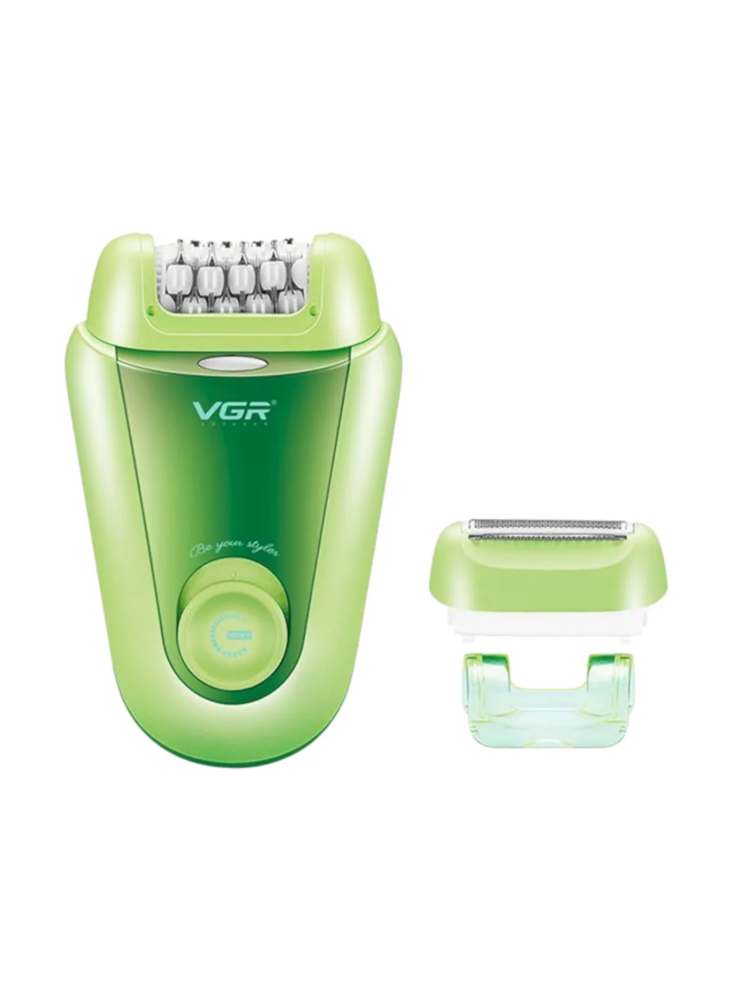 جهاز إزالة الشعر 2 في 1 النسائي اللاسلكي القابل للشحن ، وشفرات إزالة مدمجة وضوء LED، مخصص لإزالة الشعر الجاف والرطب من الوجه والجسم.  Cordless Rechargeable Women's Epilator and Shaver, with Li-ion Battery  for Wet & Dry Hair Removal.