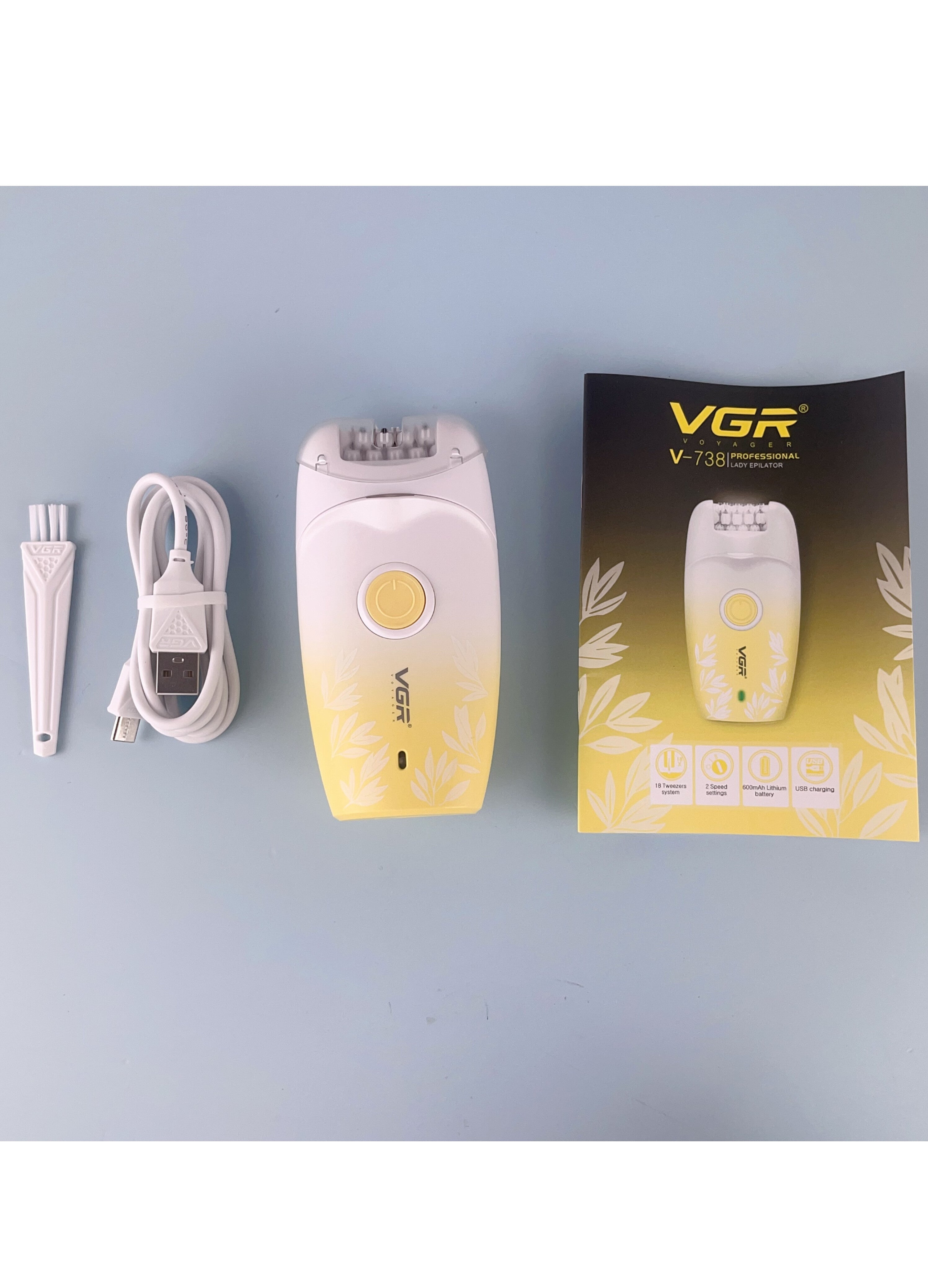 مزيل شعر كهربائي احترافي للنساء قابل لإعادة الشحن - آلة نزع الشعر الجسم بالكامل للاستخدام الجاف/الرطب مع شاحن USB Professional Rechargeable Electric Hair Remover for Women - Full Body Epilator Machine for Wet/Dry Use with USB Charger