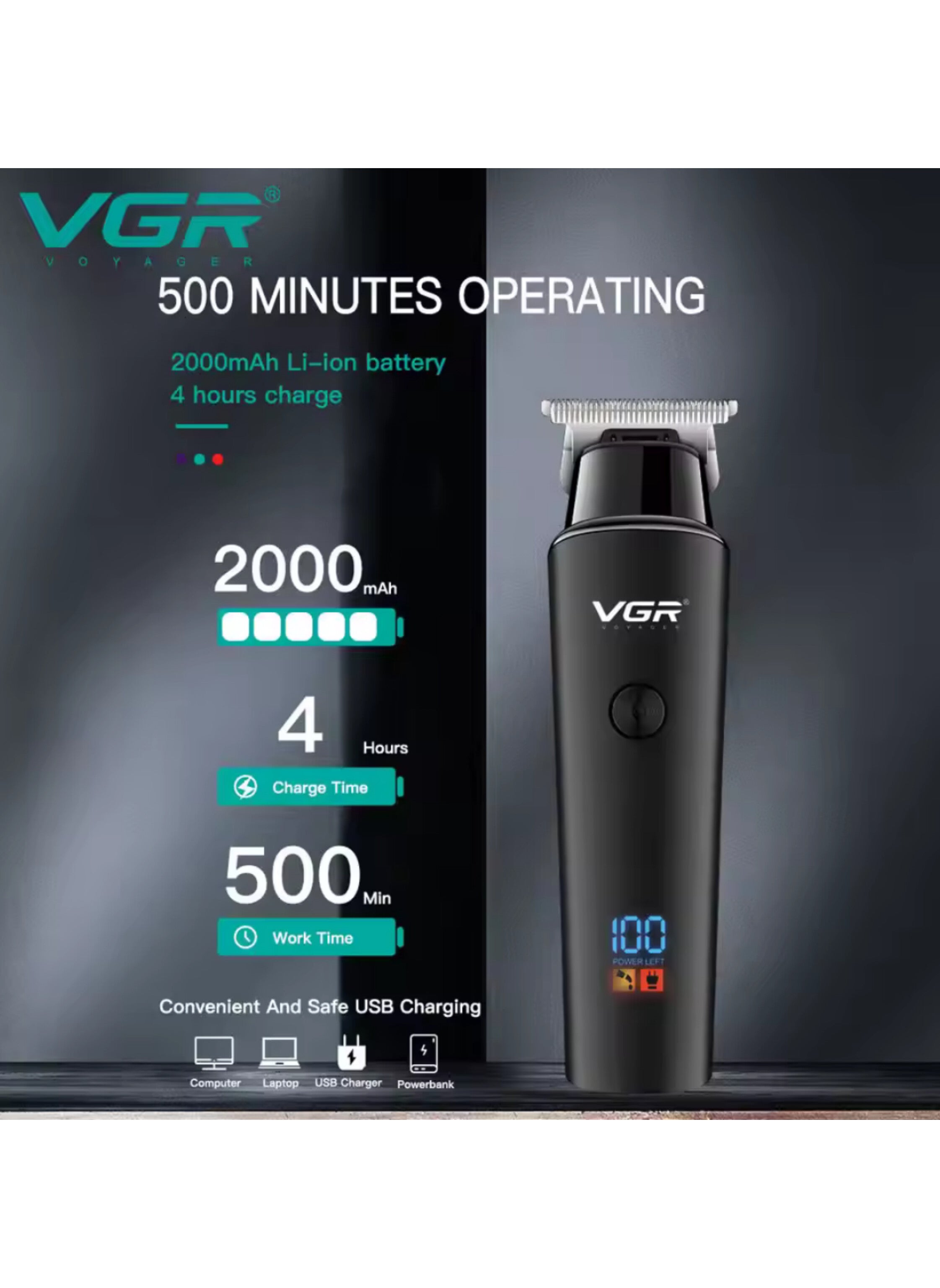 ماكينة حلاقة الشعر الاحترافيةVGR V-937 لاسلكية VGR V-937 Professional Hair Trimmer cordless