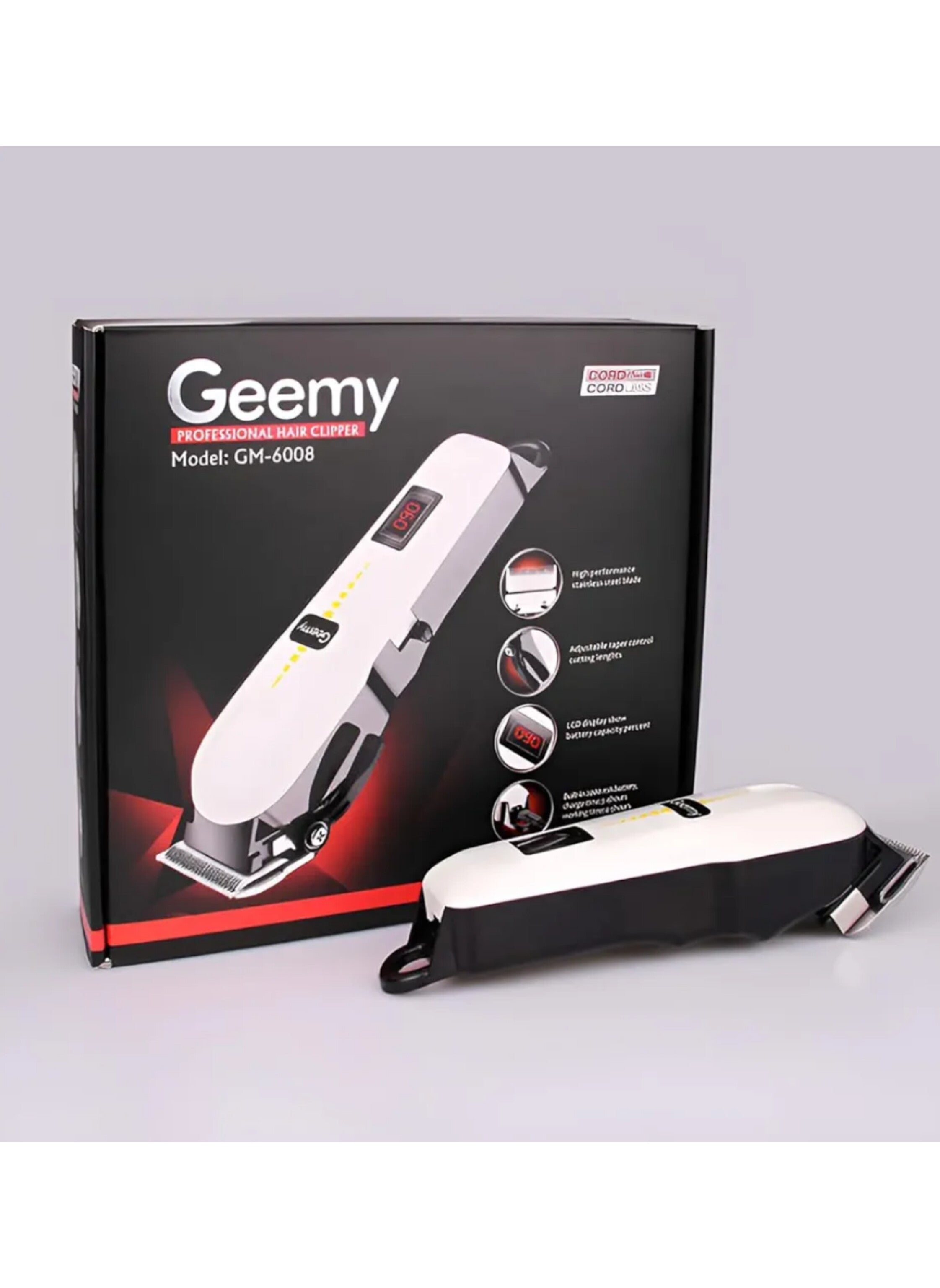 ماكينة حلاقة شعر ولحية احترافية Geemy GM-6008 - شفرات ستانلس ستيل ذاتية الشحذ، قص دقيق، ومحرك قوي صامت Geemy GM-6008 Professional Hair & Beard Clipper - Self-Sharpening Stainless Steel Blades, Precision Cutting, and Powerful Quiet Motor