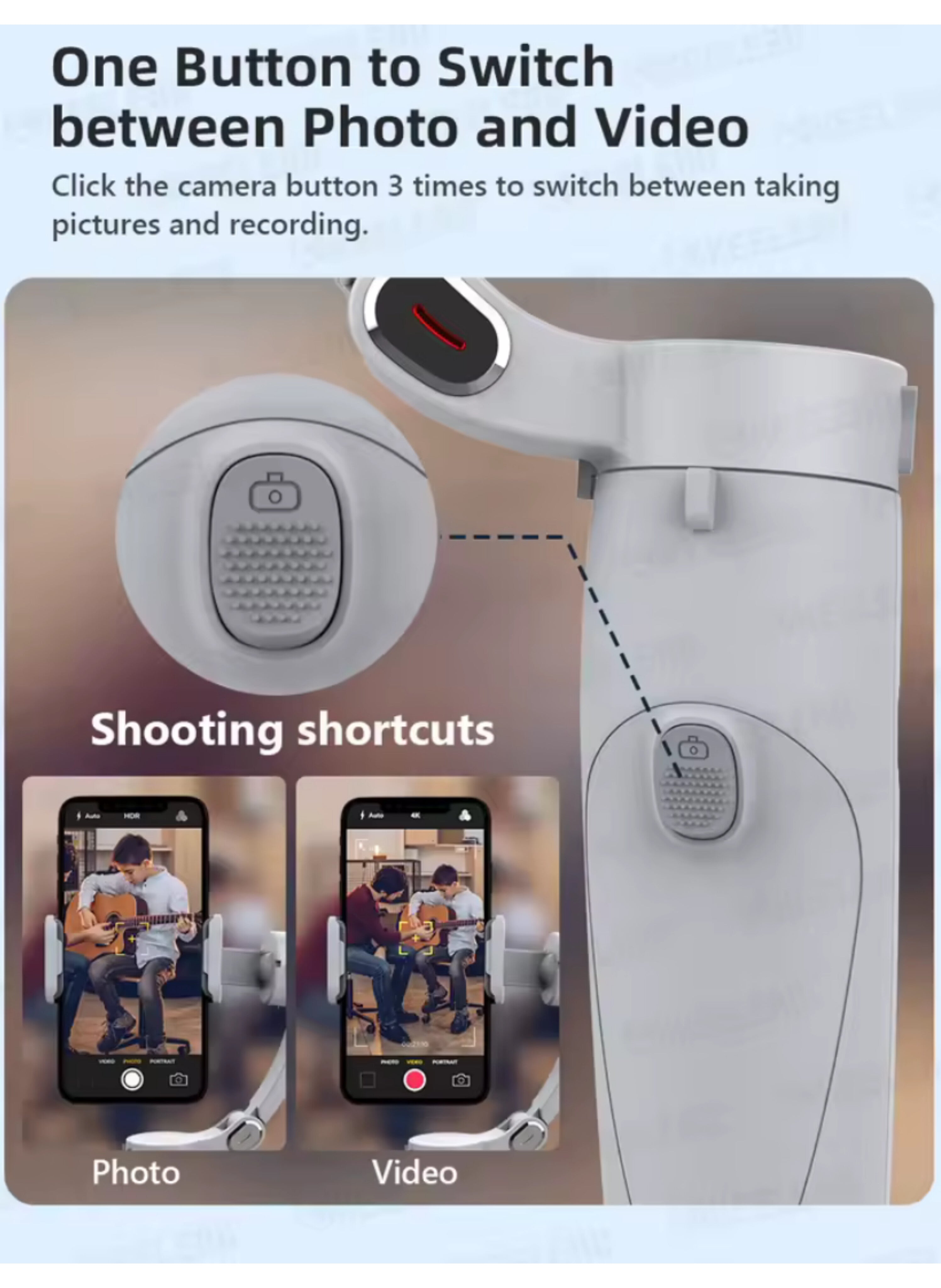 مثبت جوال احترافي محمول بتقنية متقدمة ضد الاهتزاز، تصميم قابل للطي، ويدعم التتبع الذكيProfessional Portable Smartphone Stabilizer with Advanced Anti-Shake Technology, Foldable Design, and Smart Tracking