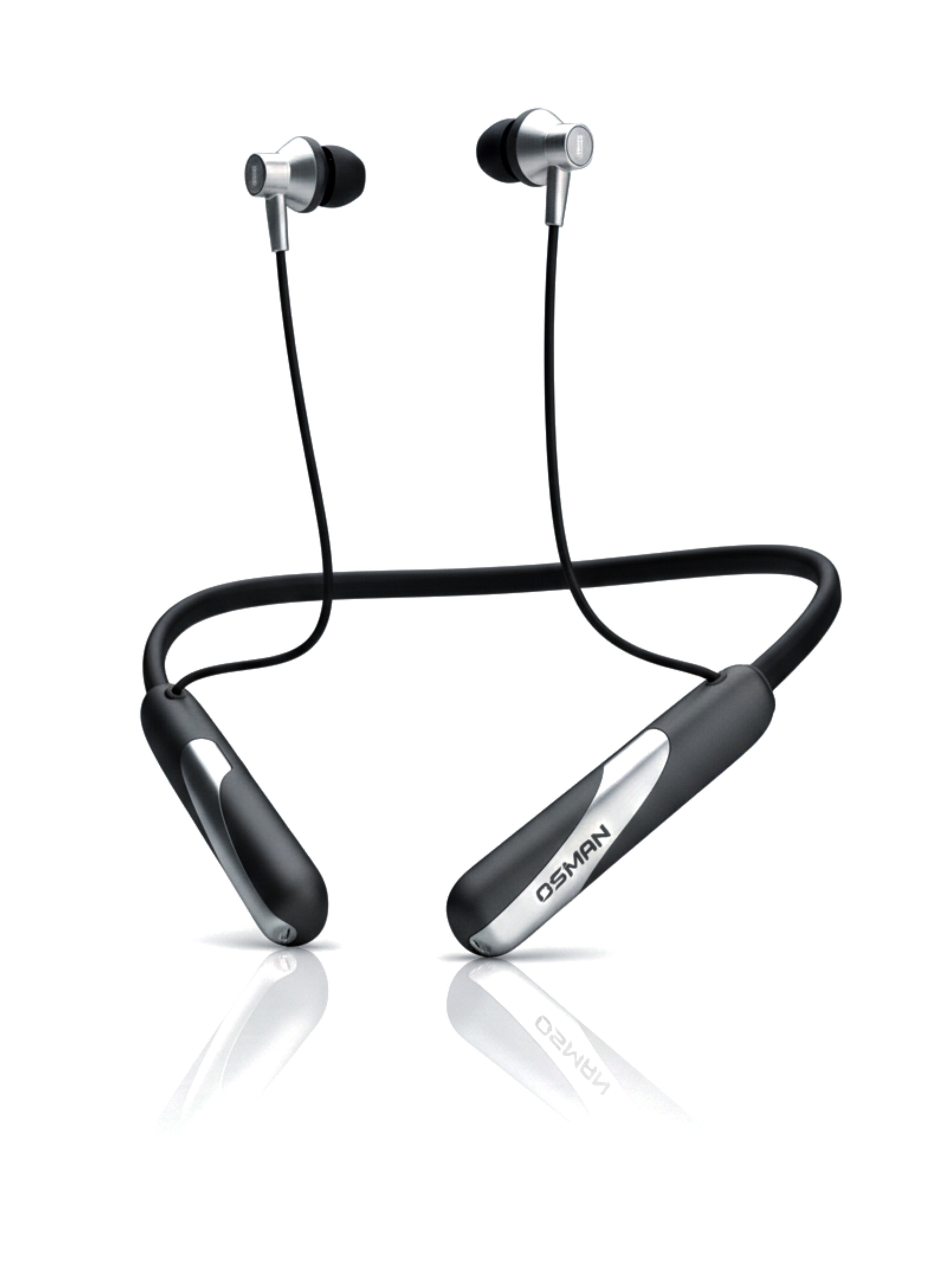 Wireless Neckband Half-in Ear Headphones - Hi-Fi Stereo Surround Sound Technology with Up to 300 Minutes Music Playtime and Long-Lasting Battery.سماعات أذن لاسلكية حول الرقبة - تقنية هاي فاي (Hi-Fi)مع وقت تشغيل للموسيقى يصل إلى 300 دقيقة.