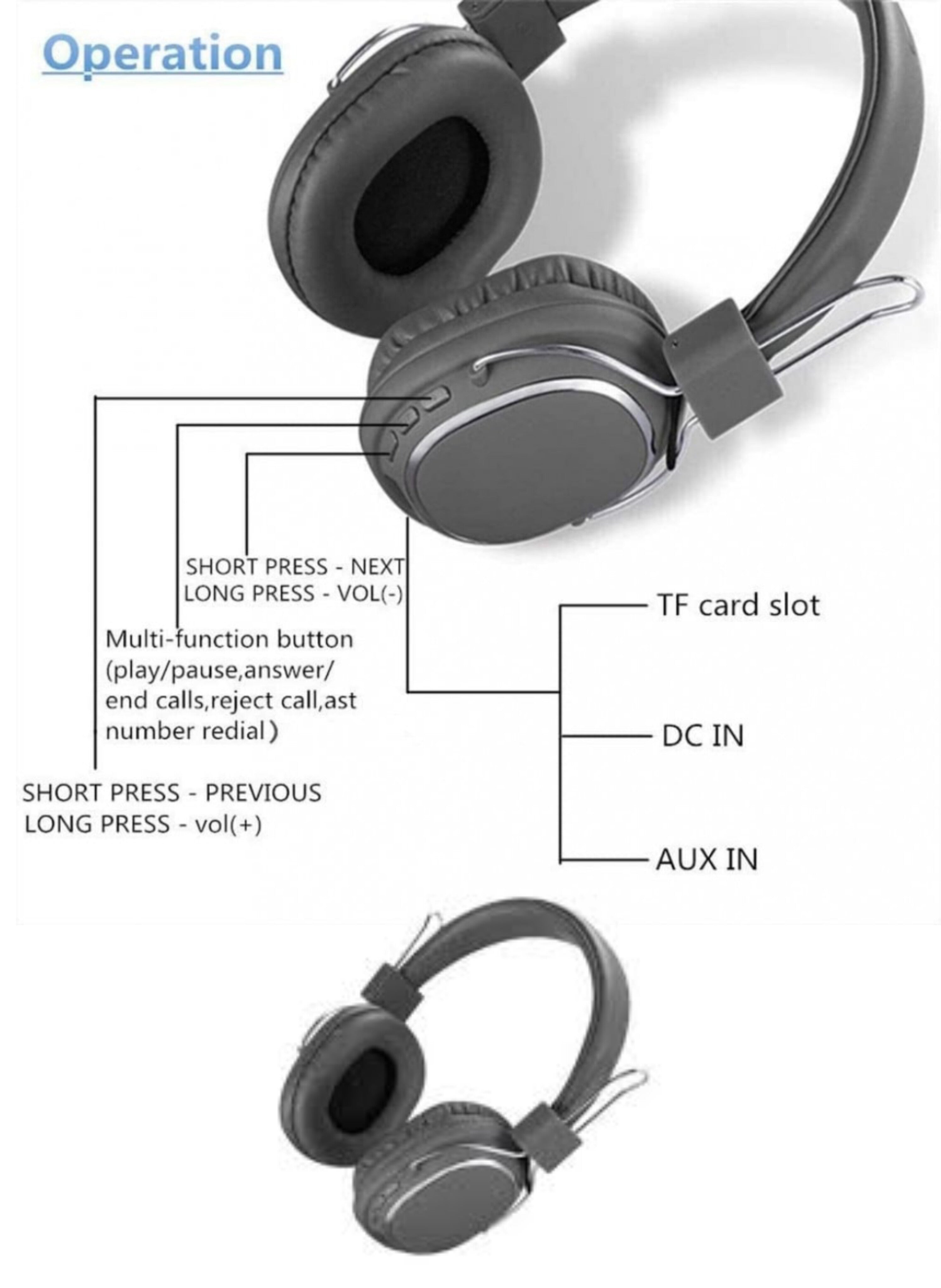 سماعات رأس لاسلكية فوق الأذن بلوتوث احترافية - تصميم أنيق قابل للطي بلمسات معدنية وصوت جهير عالي الوضوح Professional Wireless Over-Ear Bluetooth Headphones - Elegant Foldable Design with Metal Accents and HD Deep Bass Sound