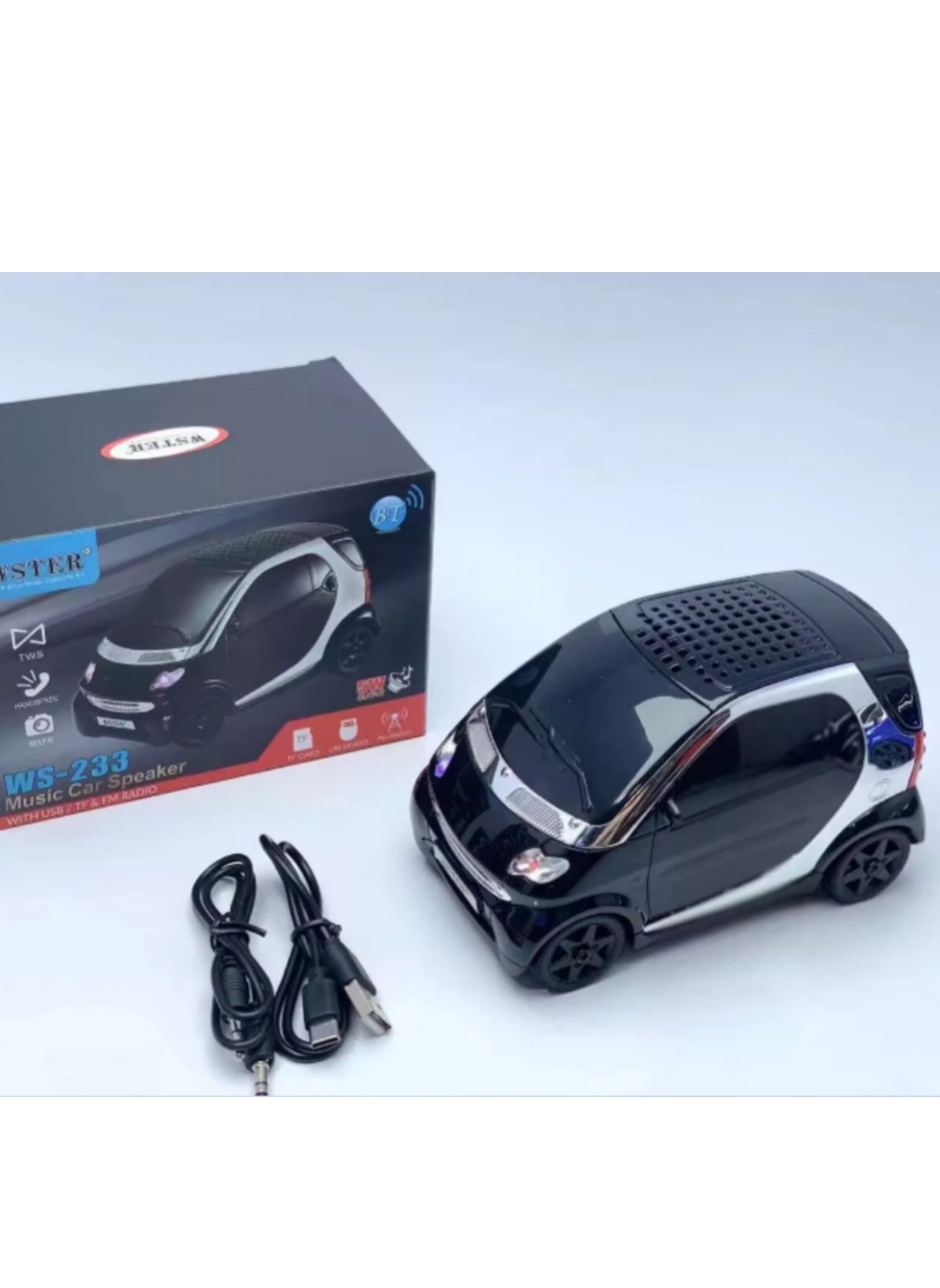 Portable Bluetooth Speaker with Classic Car Design - Multi-functional Wireless Stereo with Pure Sound black مكبر صوت بلوتوث محمول بتصميم سيارة كلاسيكية - ستيريو لاسلكي متعدد الوظائف مع صوت نقي لون اسود