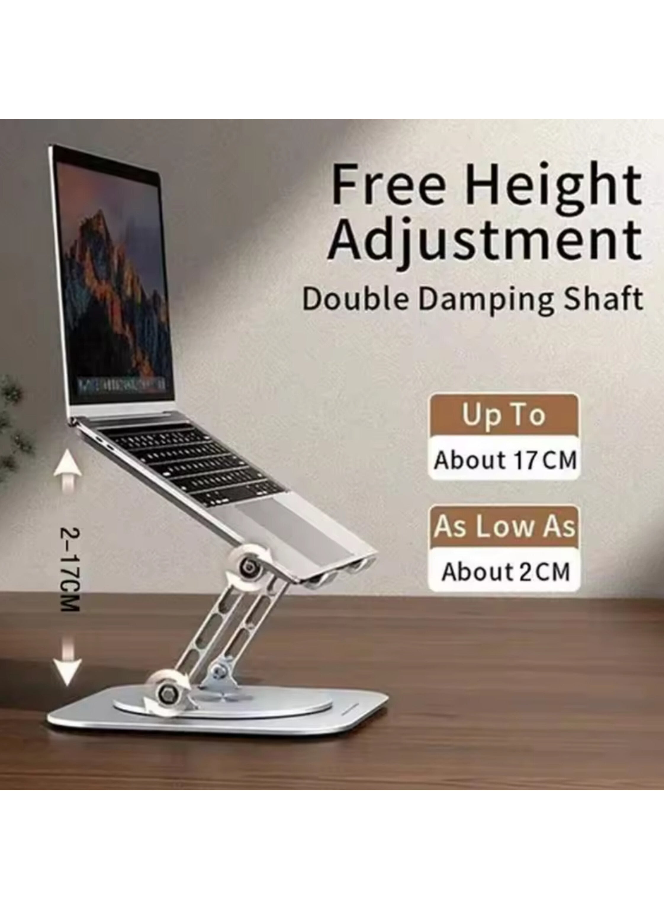 Professional Aluminum Alloy Laptop Stand 360 Degree Adjustable Laptop Holder Rotating Laptop Stand for Home Office Work حامل كمبيوتر محمول احترافي من سبائك الألومنيوم ح قابل للتعديل 360 درجة حامل كمبيوتر محمول قابل للدوران للعمل المكتبي المنزلي