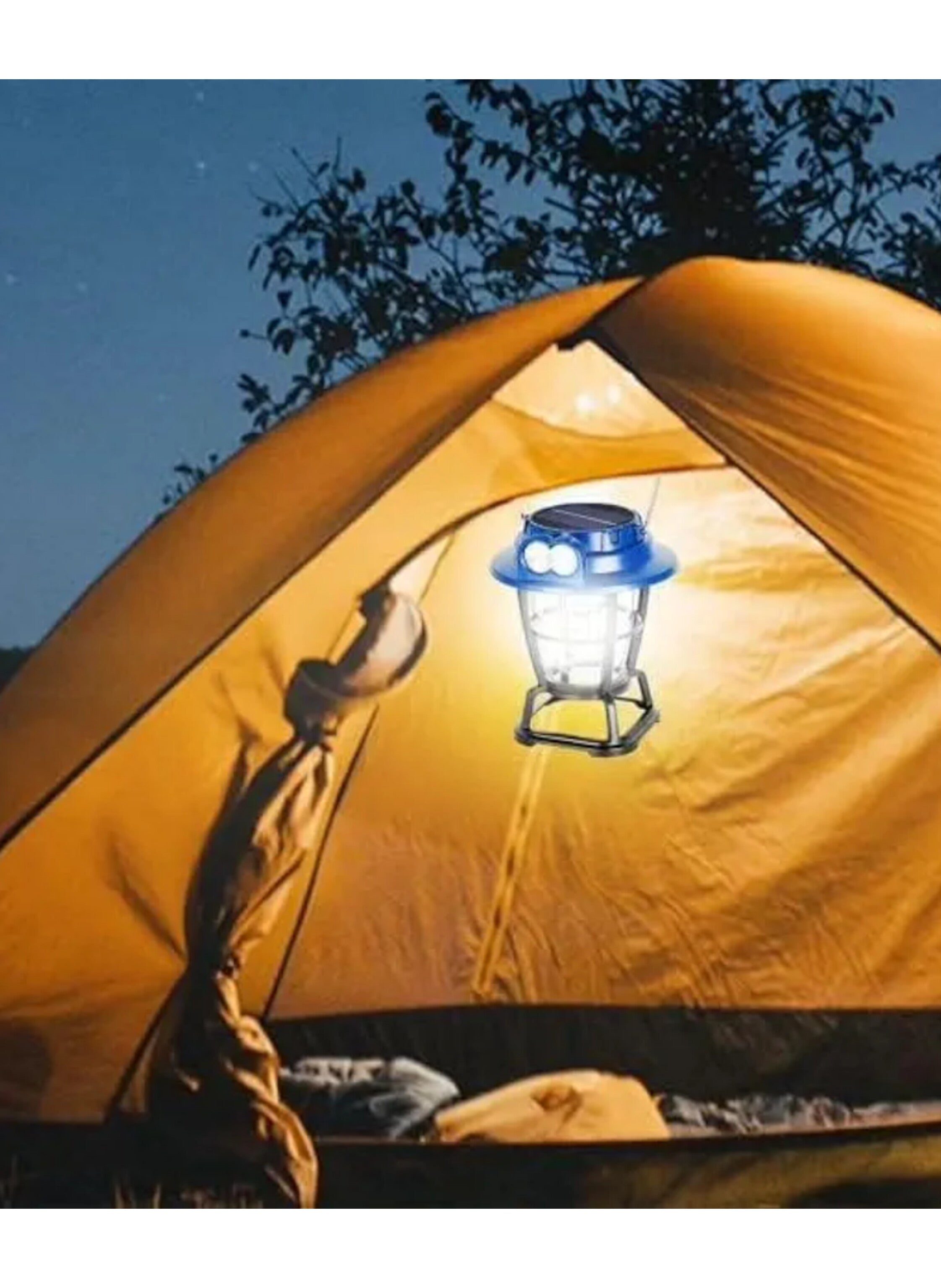 مصباح شمسي متعدد الوظائف مقاوم للماء 300 لومن محمول Multi Functional Waterproof 300 Lumen Solar Lamp Portable